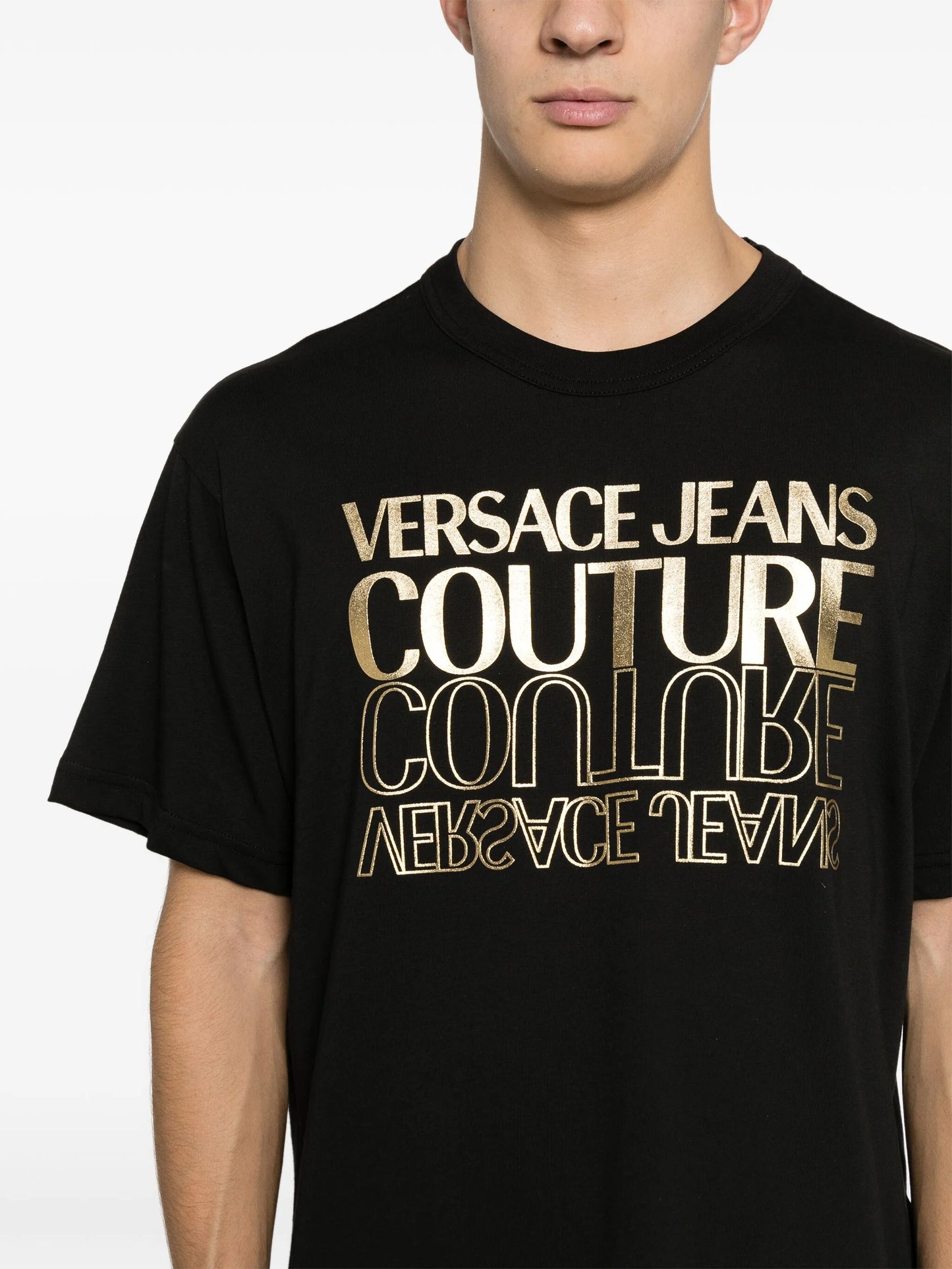 metallic logo-print cotton T-shirt