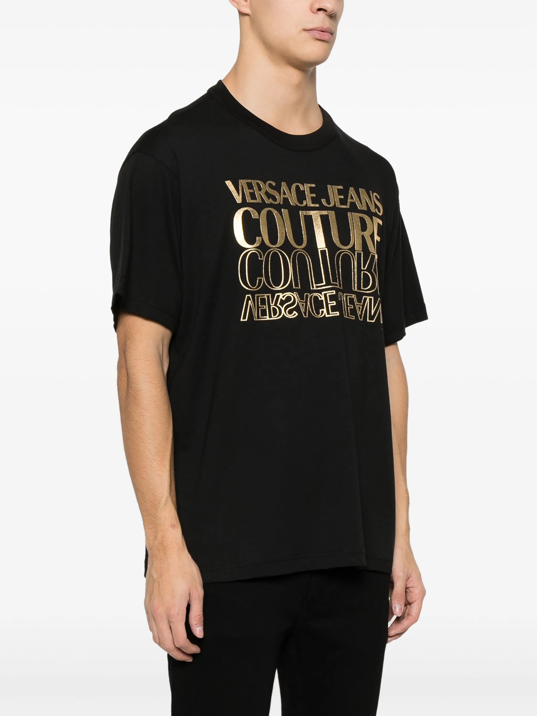 metallic logo-print cotton T-shirt