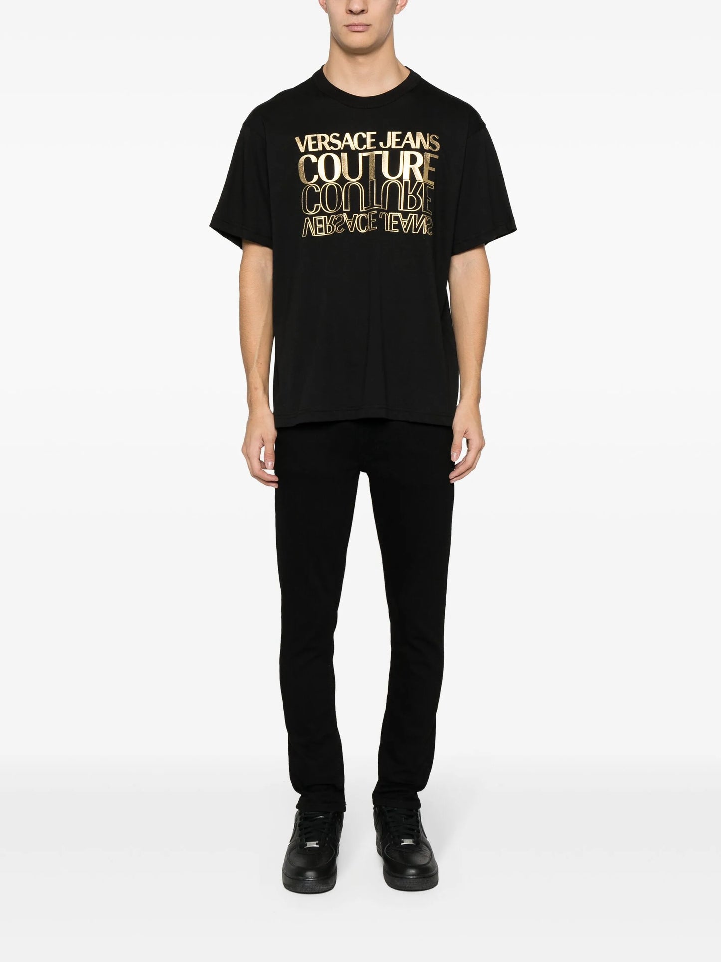 metallic logo-print cotton T-shirt
