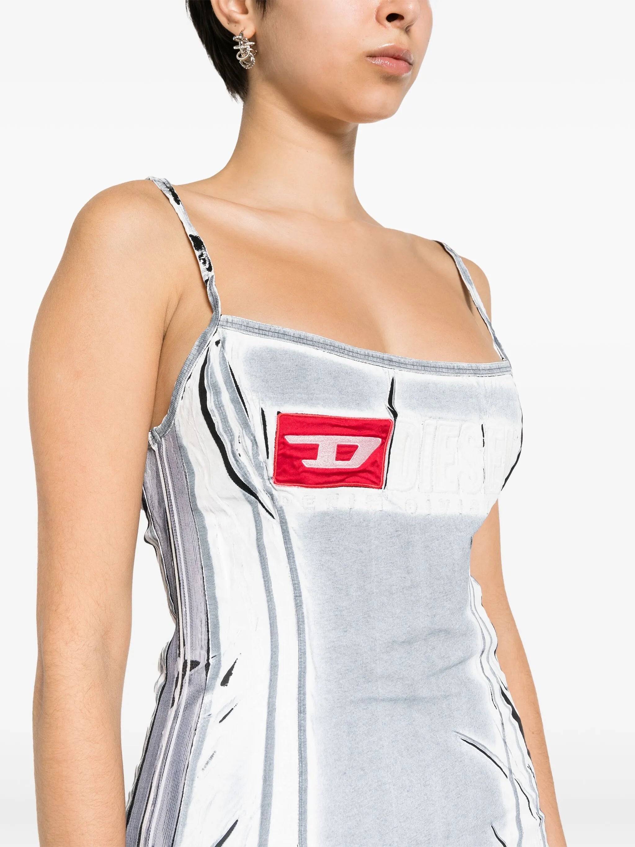creased-paint cotton mini dress