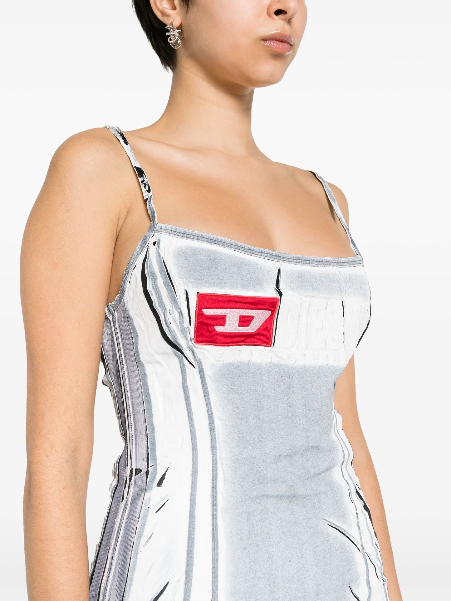 creased-paint cotton mini dress