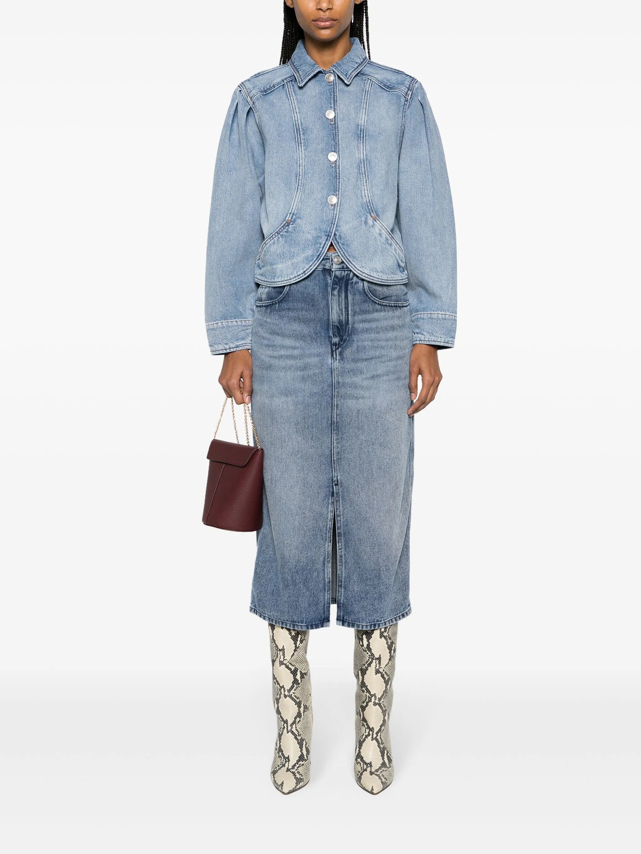Tilauria stonewashed denim skirt