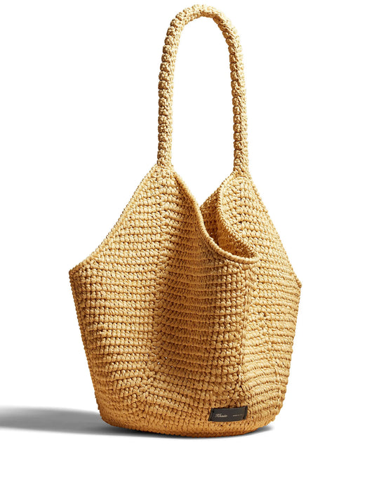 medium Lotus raffia tote bag