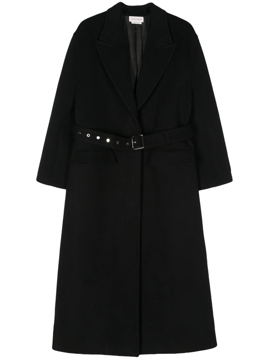 belted wool-blend maxi coat