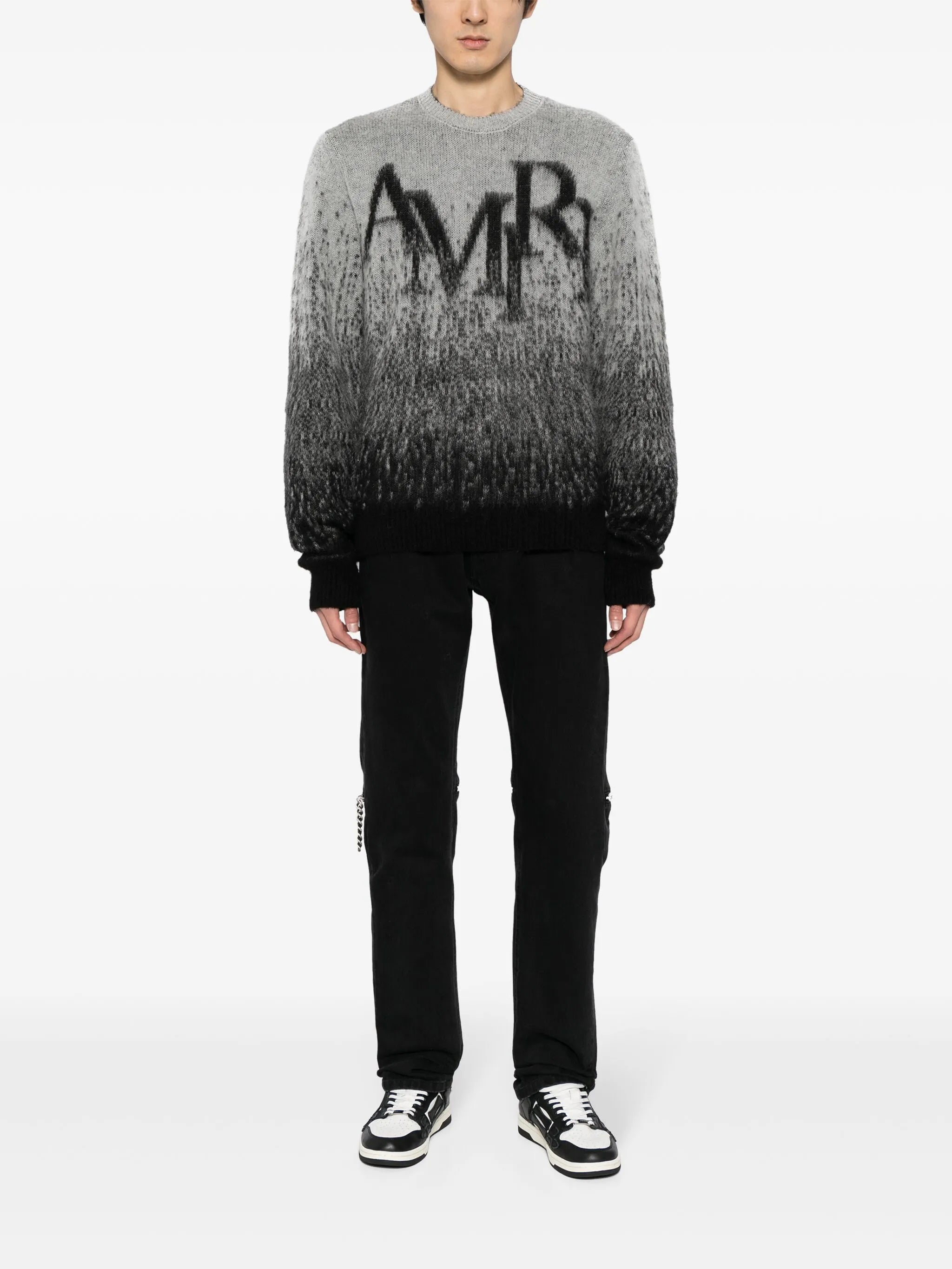 crew-neck intarsia-knit logo jumper