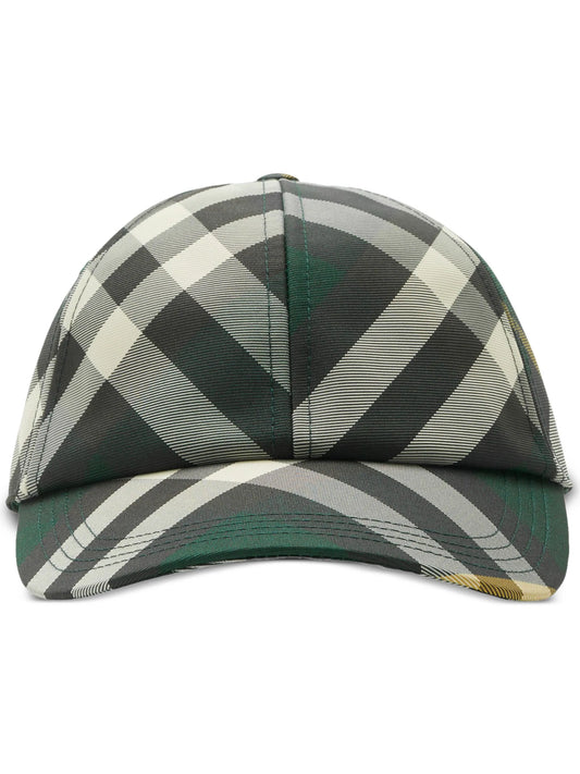 check-pattern baseball cap