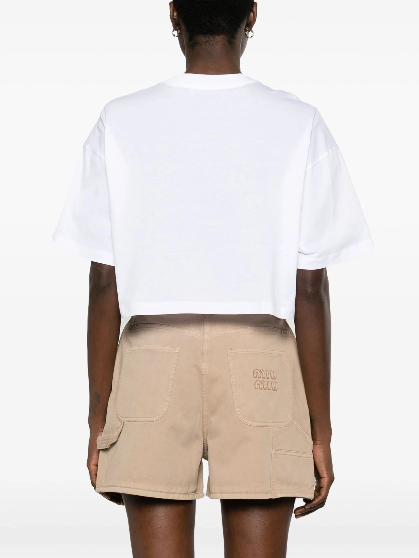 logo-embellished cropped T-shirt