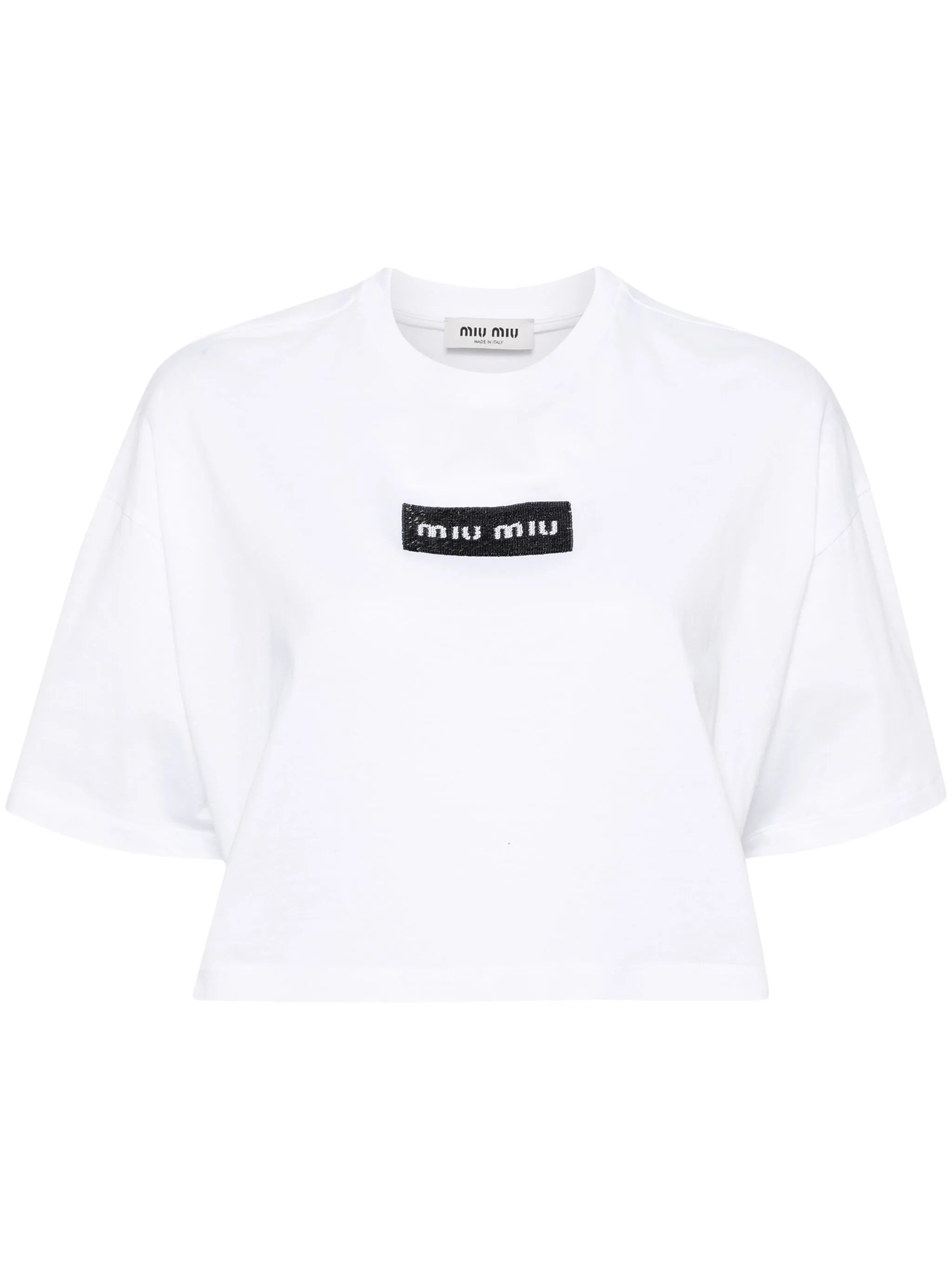 logo-embellished cropped T-shirt