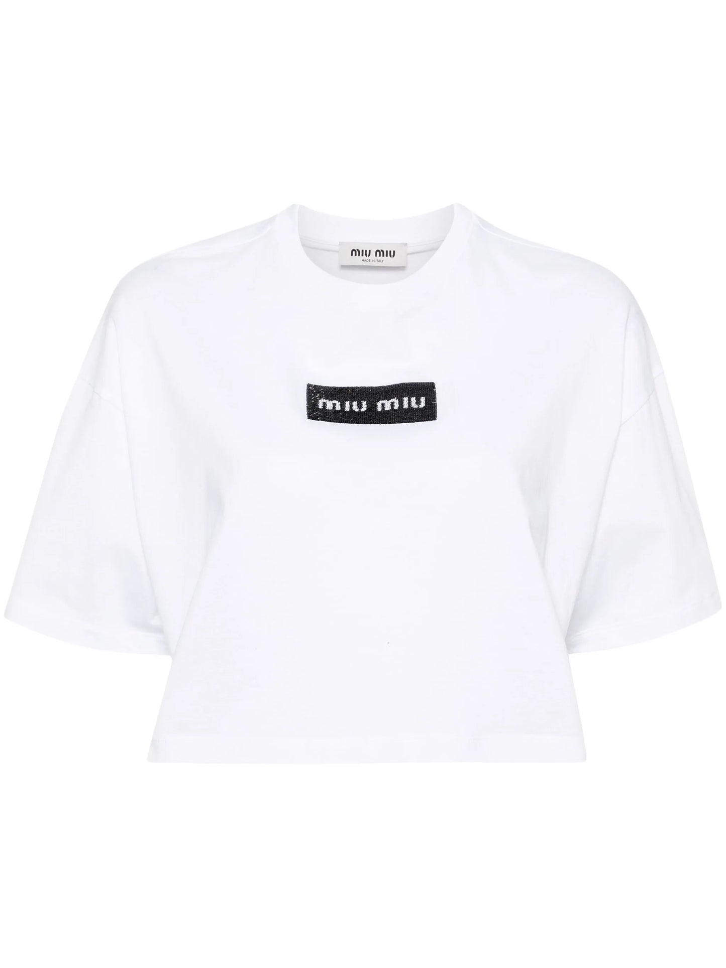 logo-embellished cropped T-shirt