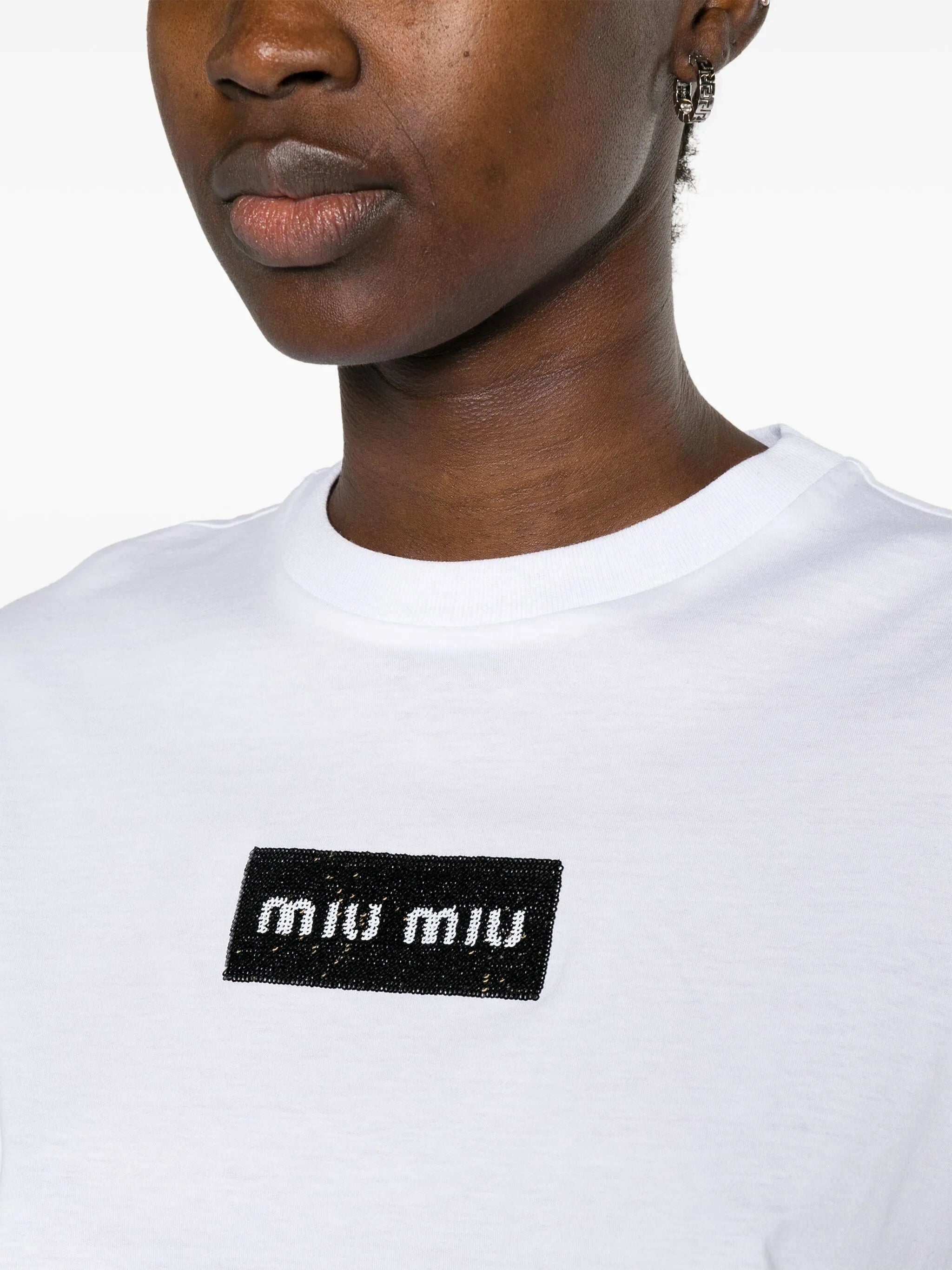 logo-embellished cropped T-shirt
