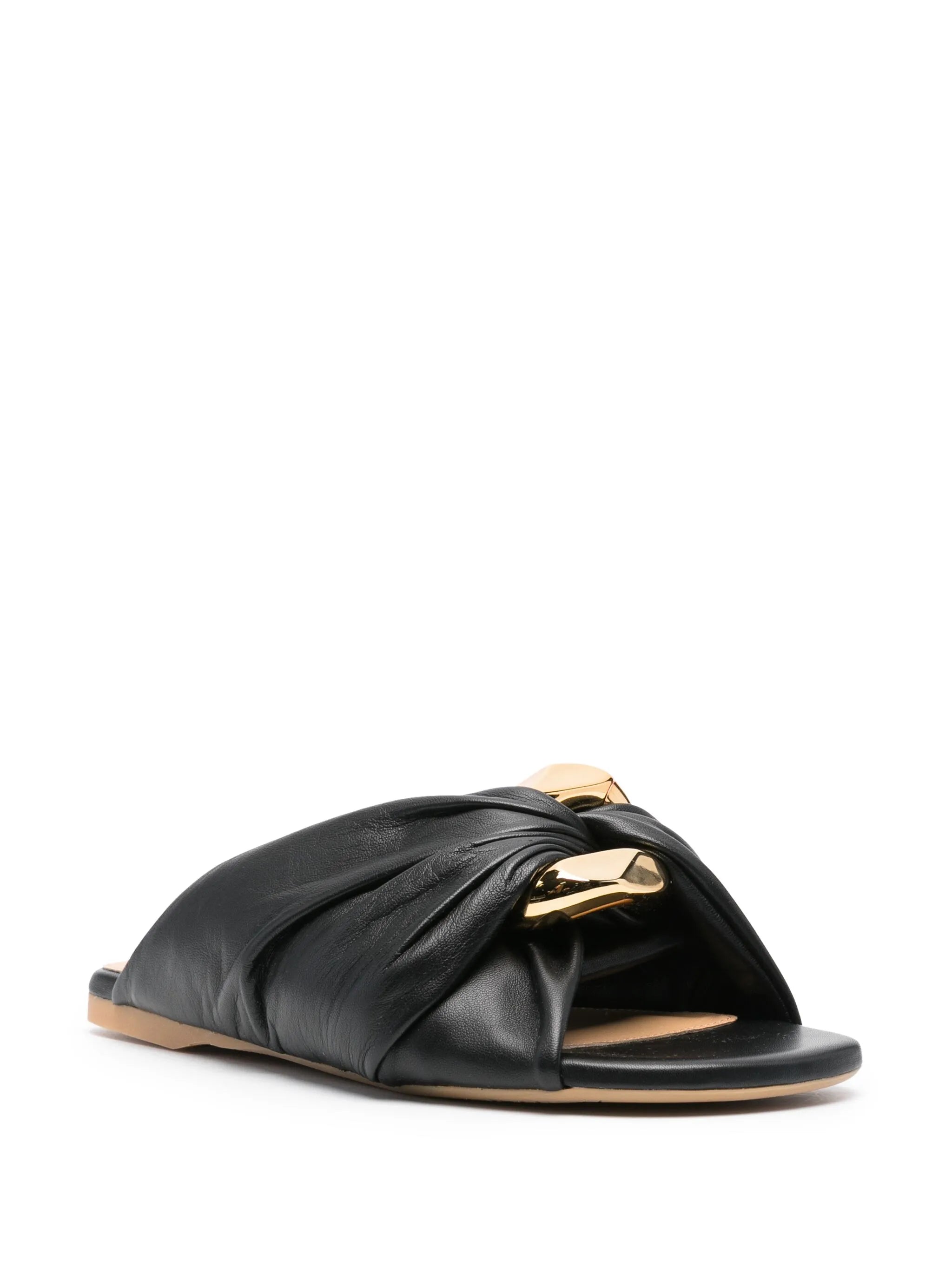 Corner leather flats
