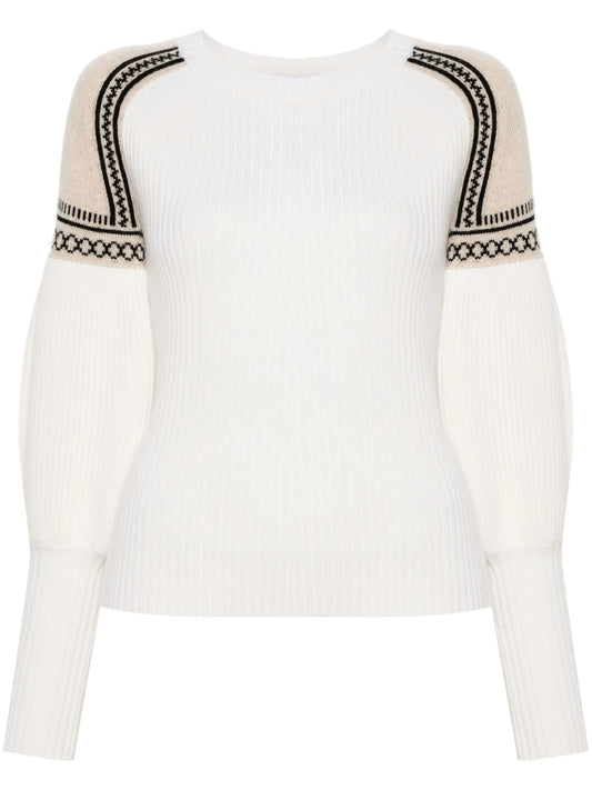 ribbed-knit panelled jumper