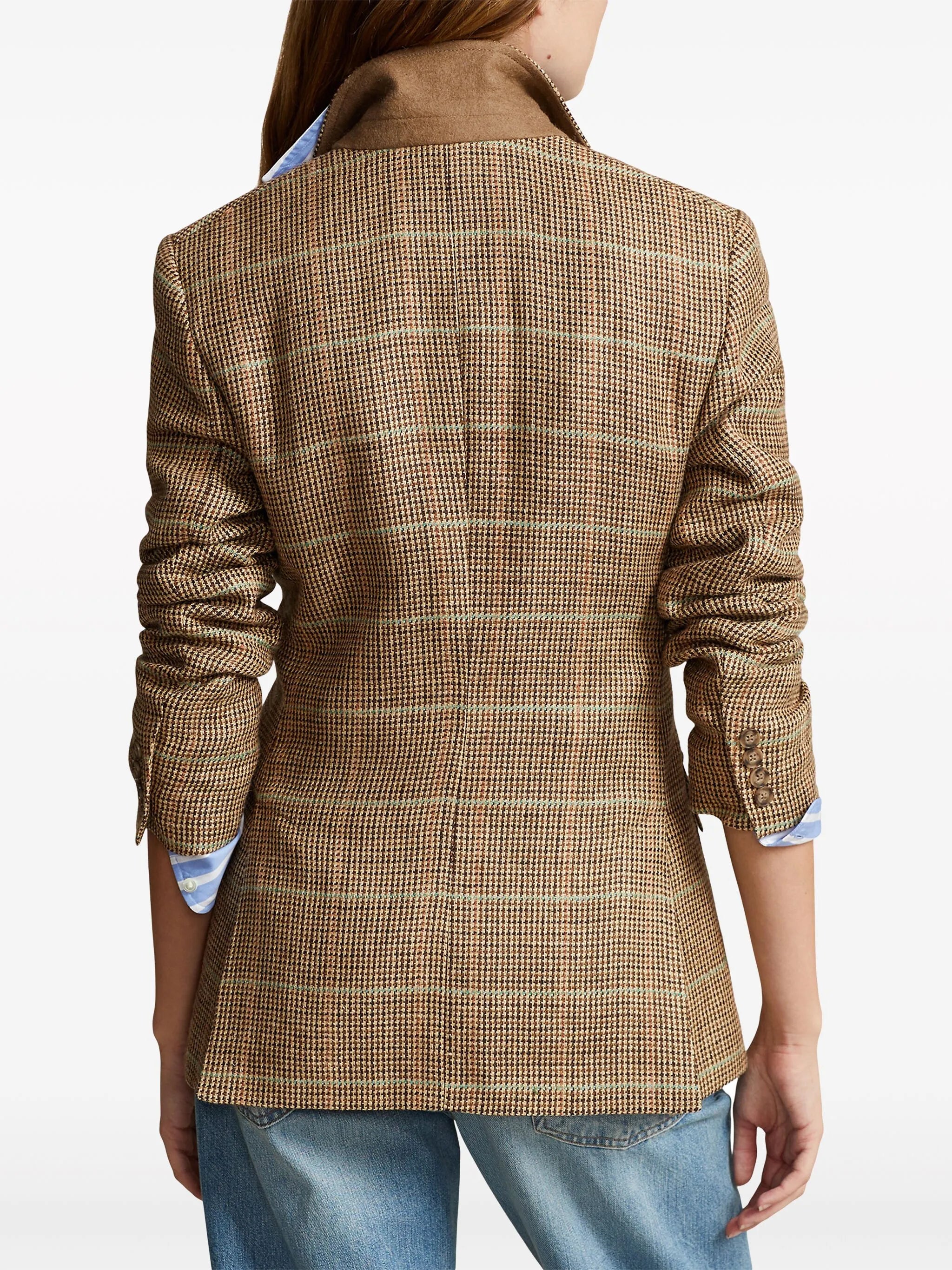 checked single-breasted blazer