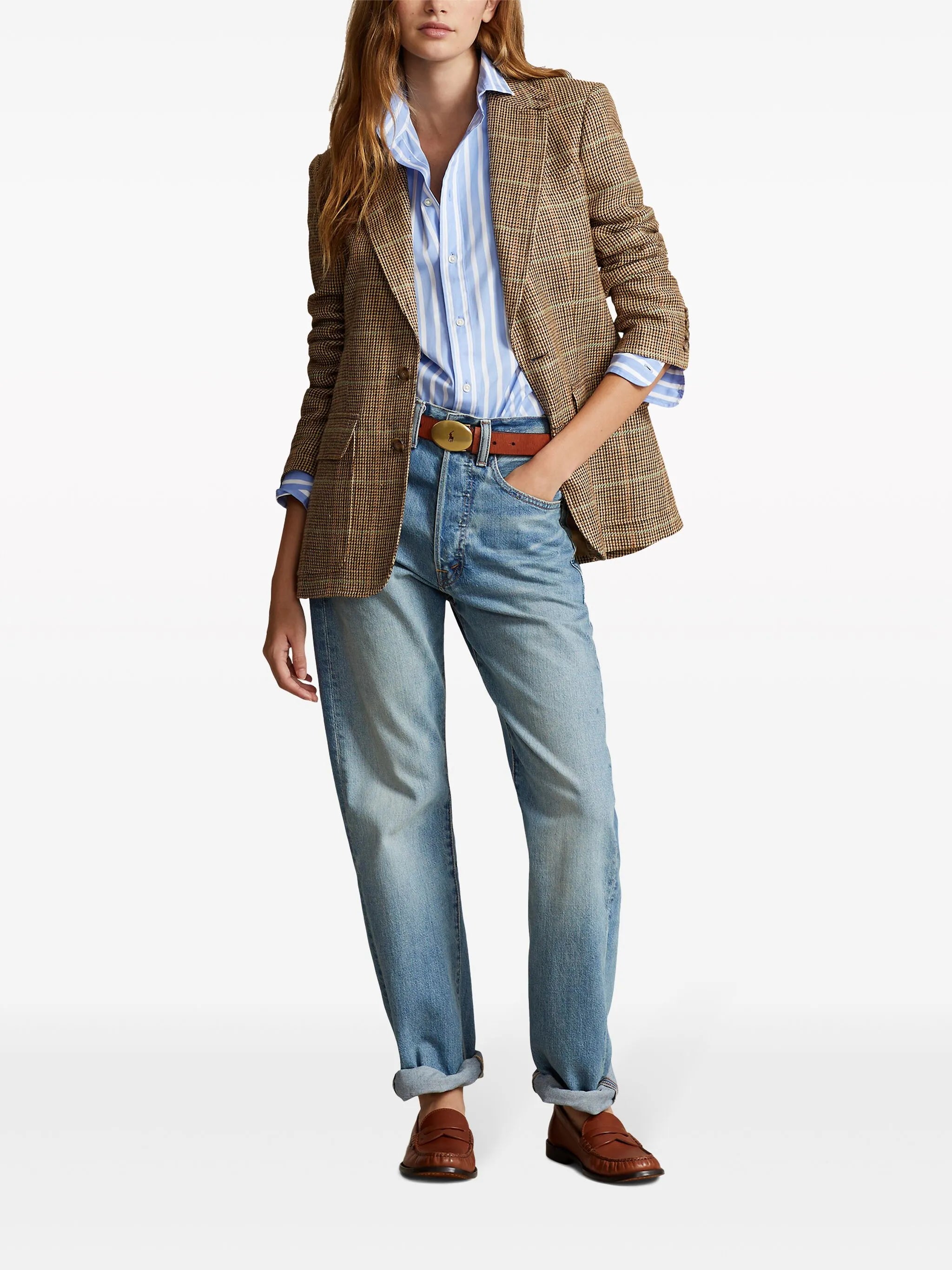 checked single-breasted blazer