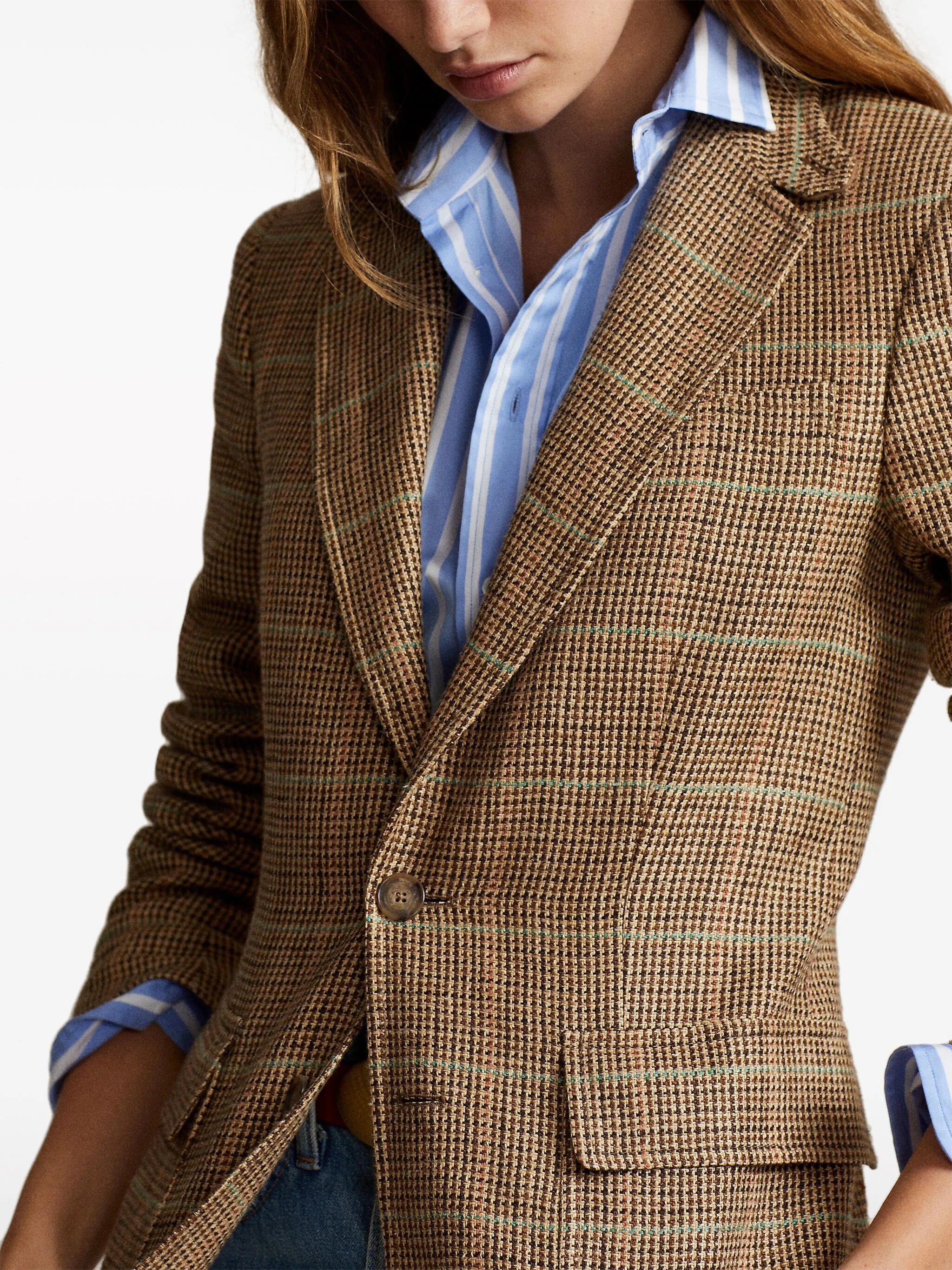 checked single-breasted blazer
