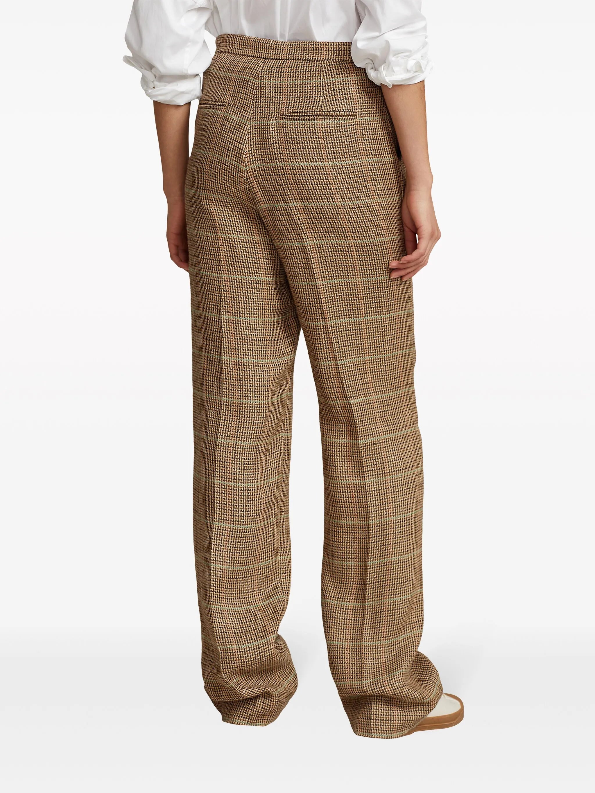 plaid straight-leg trousers