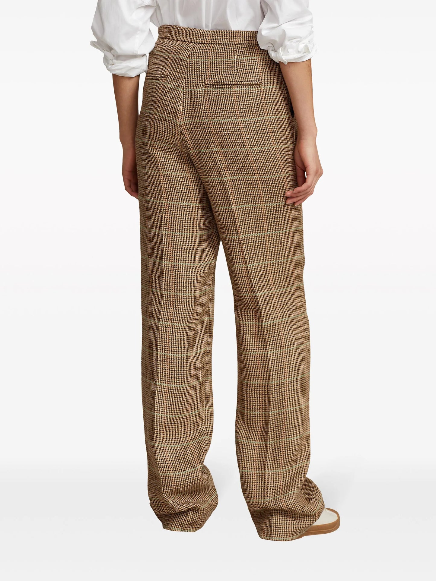 plaid straight-leg trousers