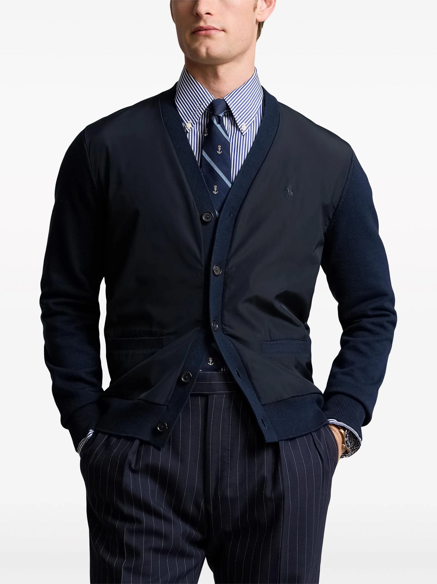 contrast-panel cardigan