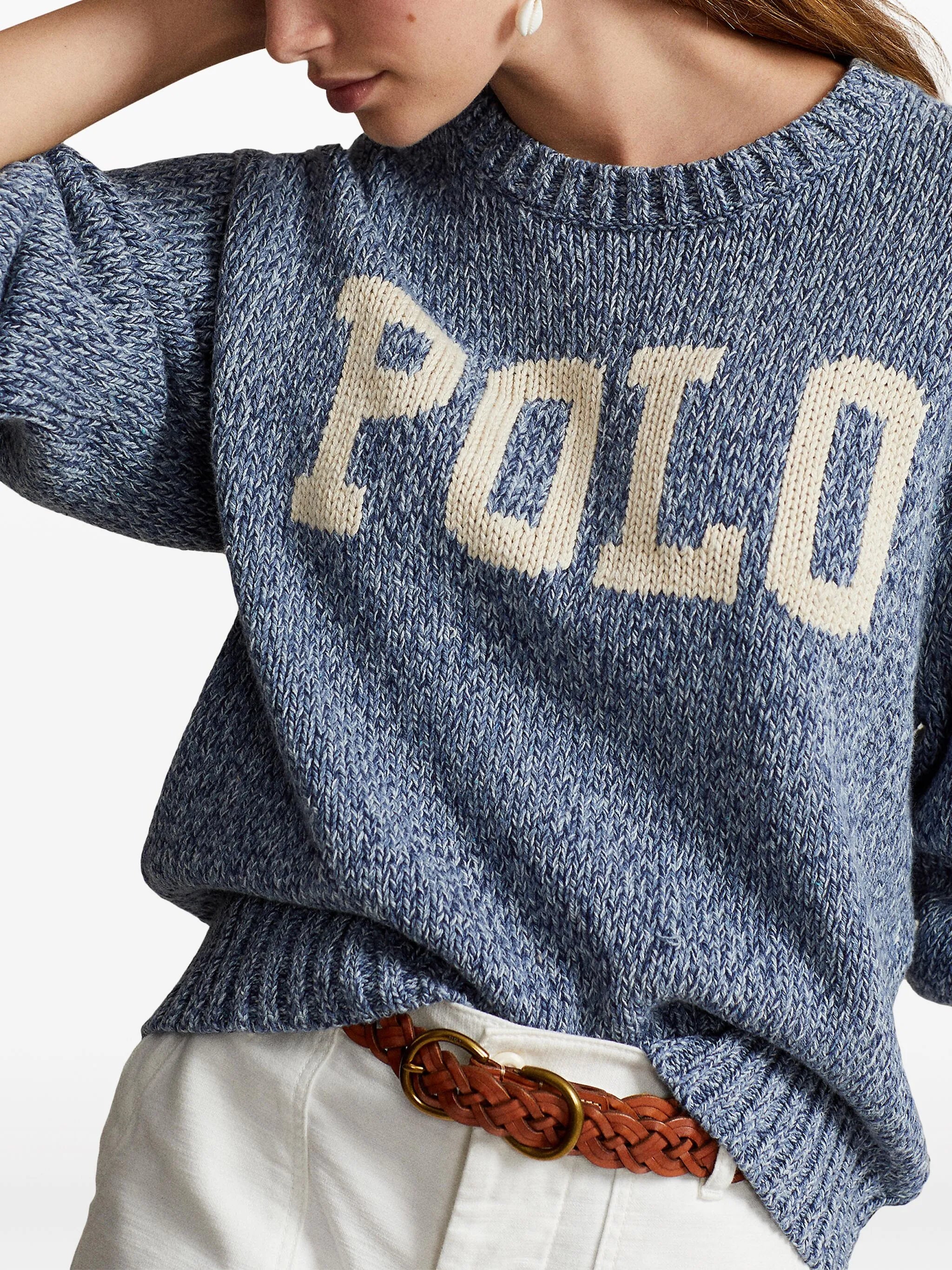 logo-intarsia mélange sweatshirt