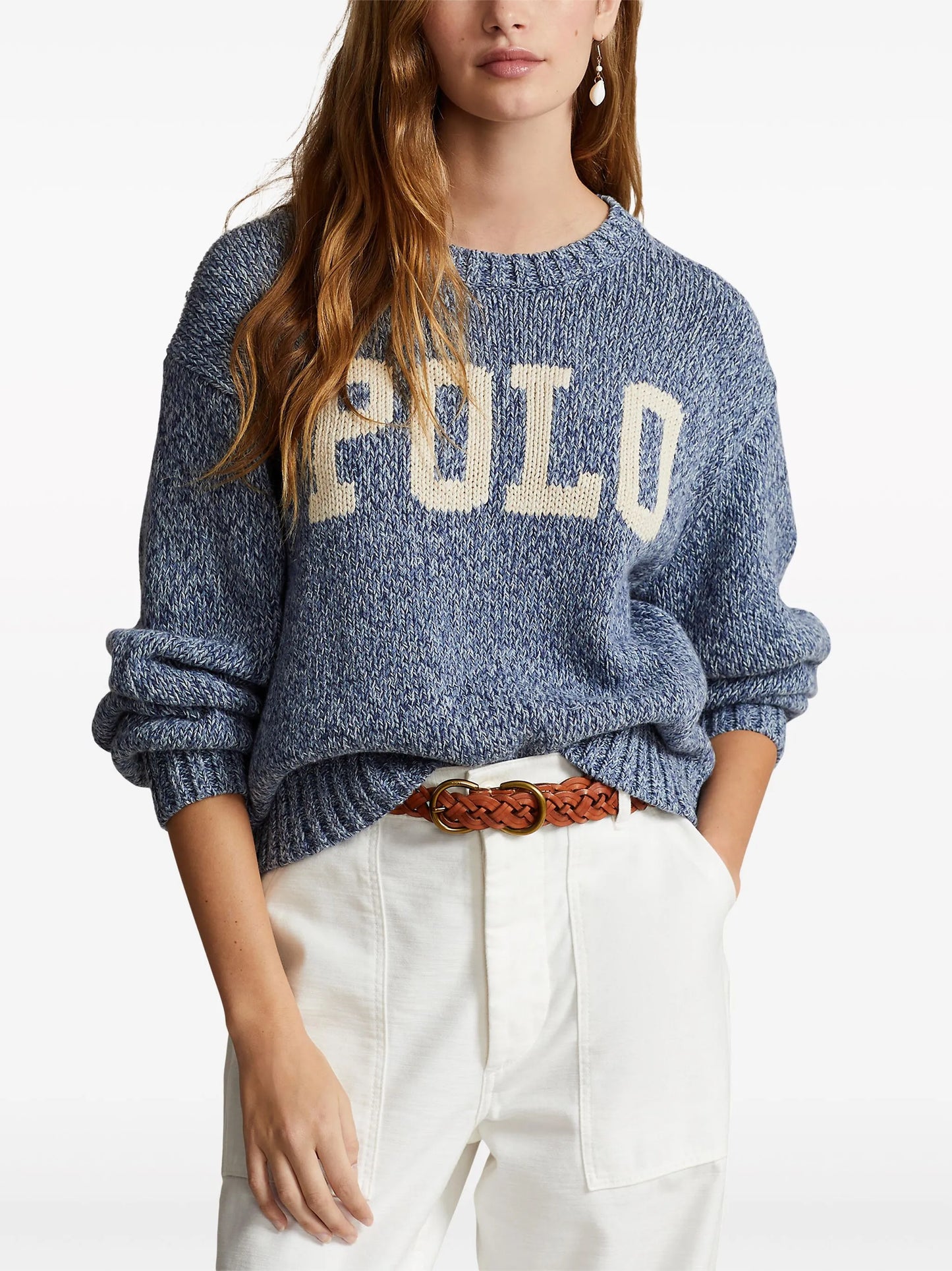 logo-intarsia mélange sweatshirt