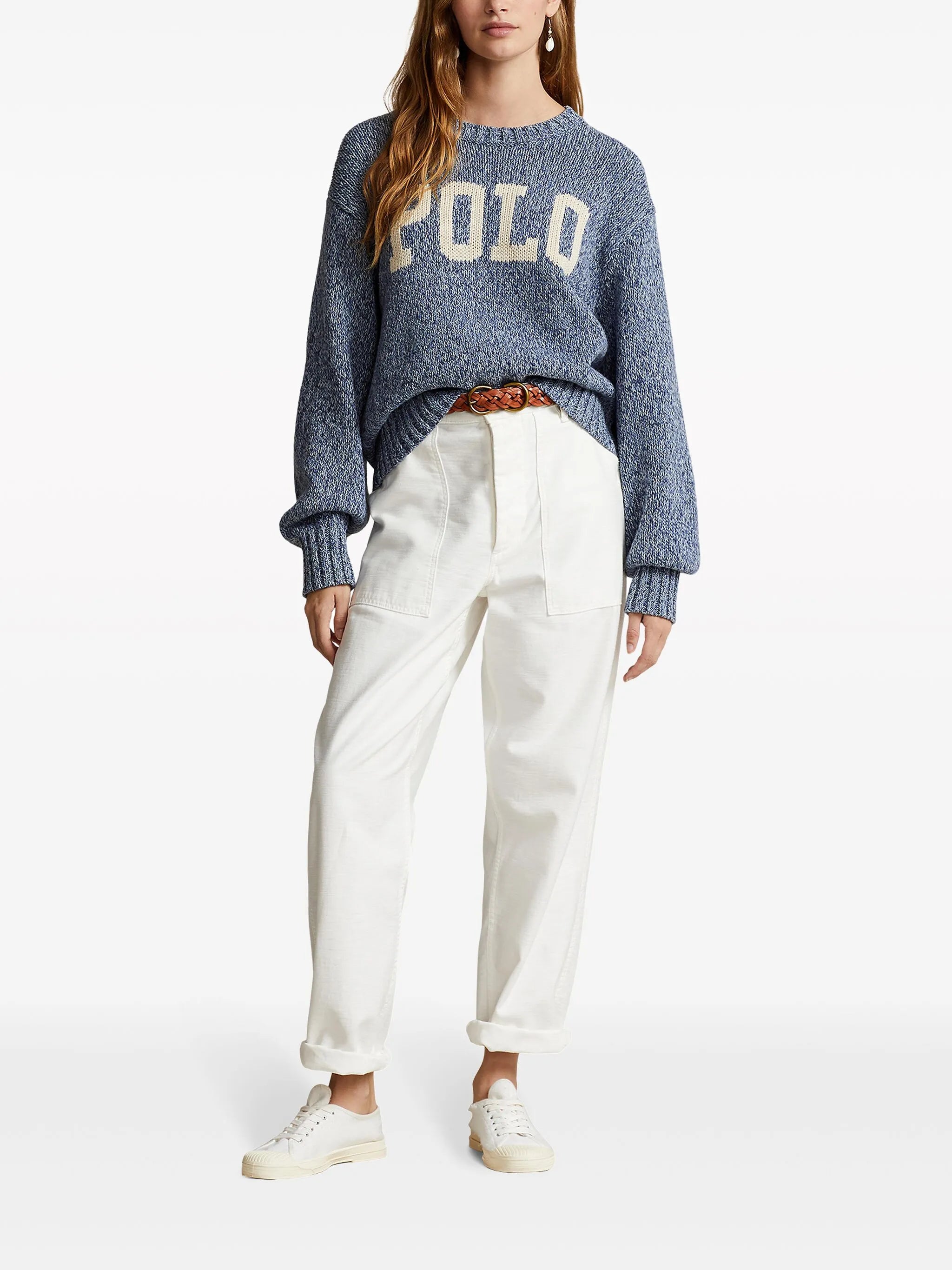 logo-intarsia mélange sweatshirt