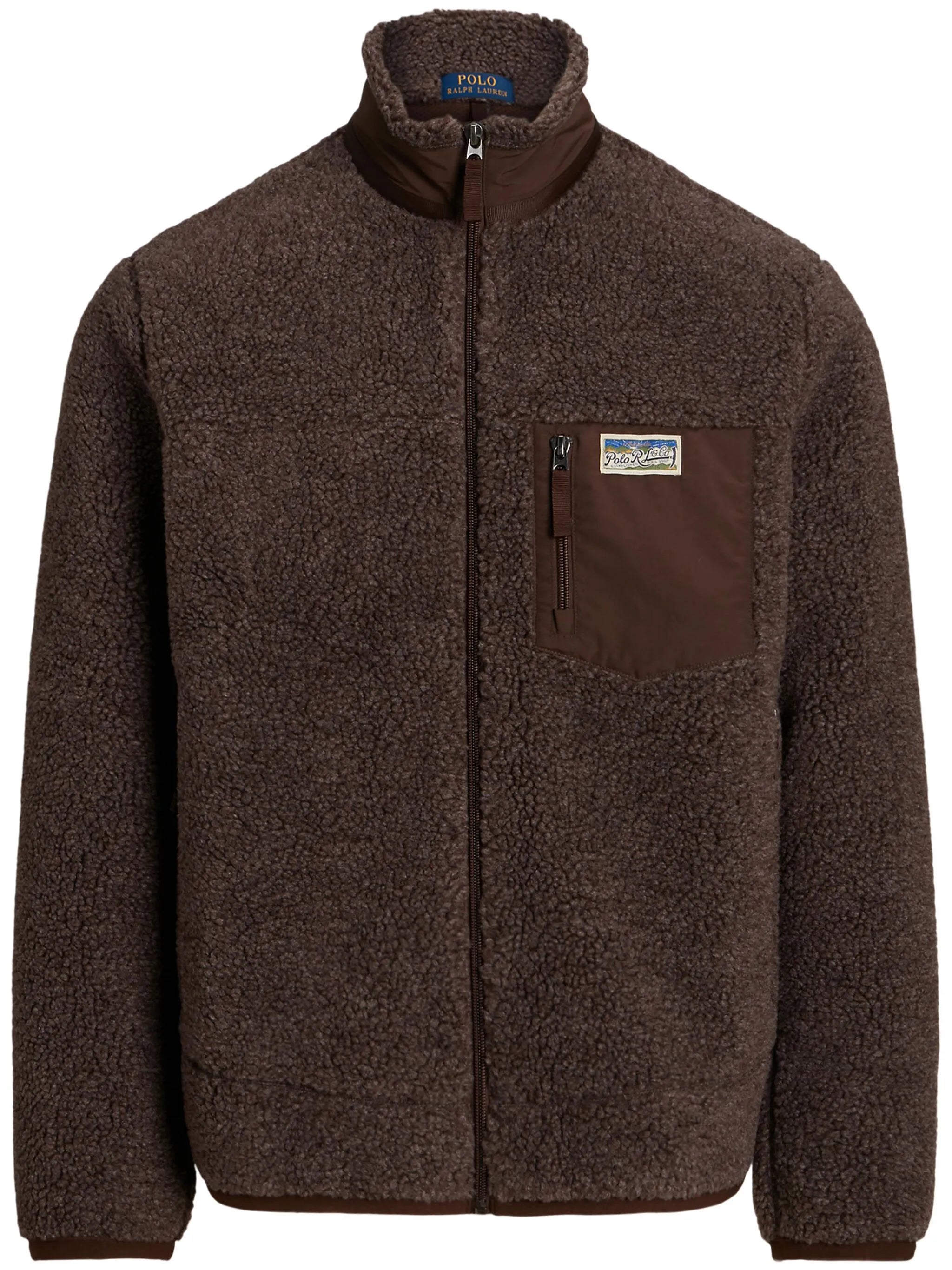 logo-patch deep-pile bomber jacket