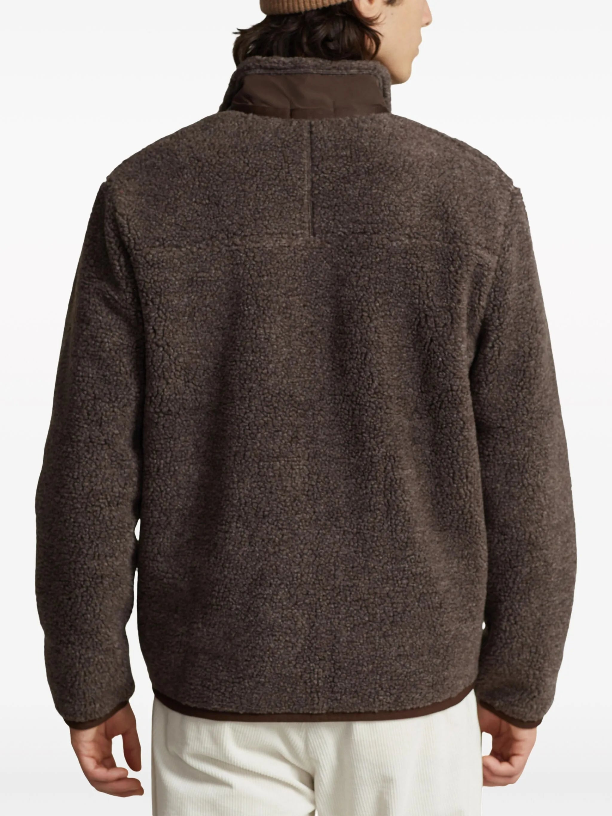 logo-patch deep-pile bomber jacket