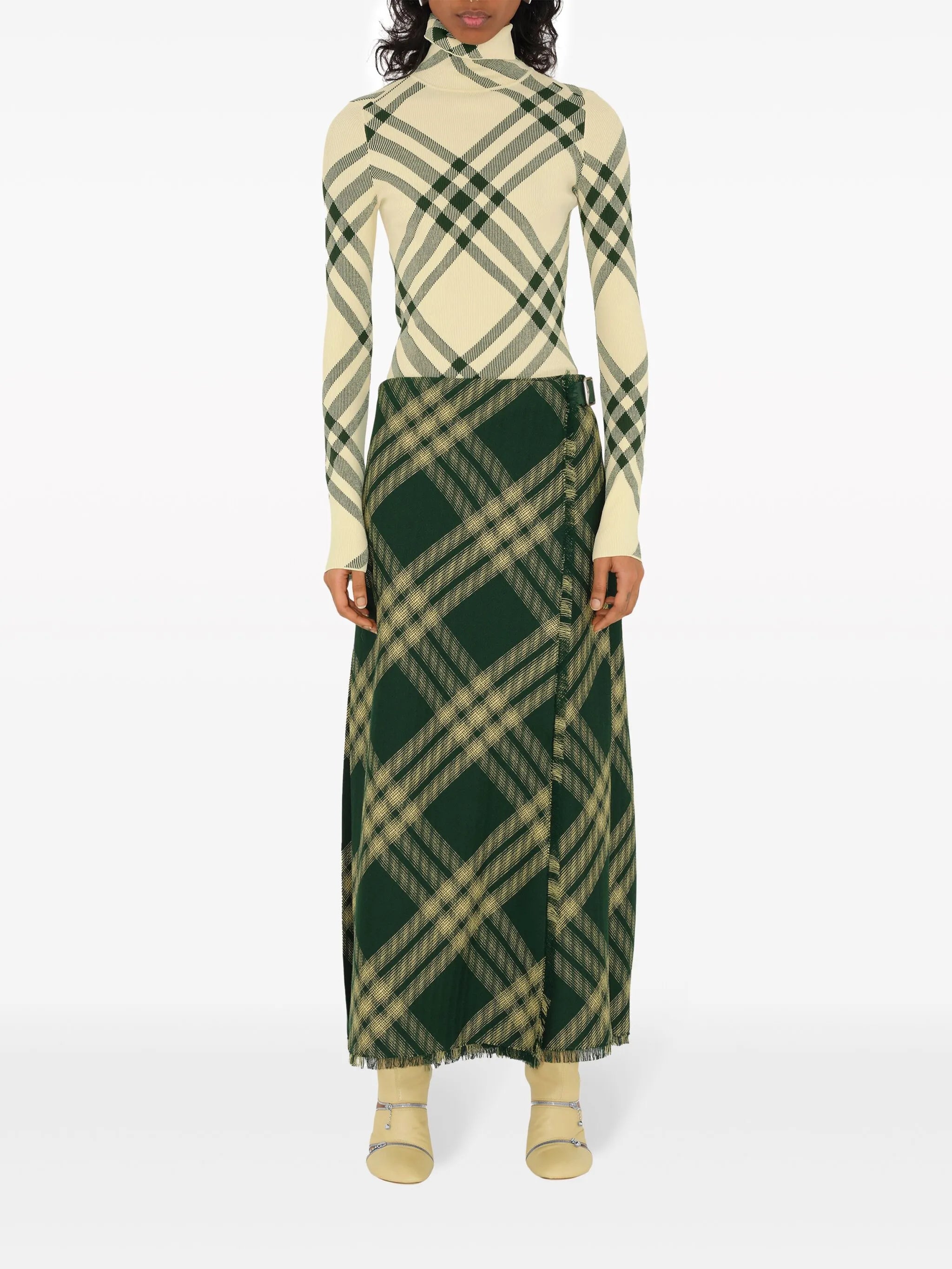 check-pattern high-neck jumper