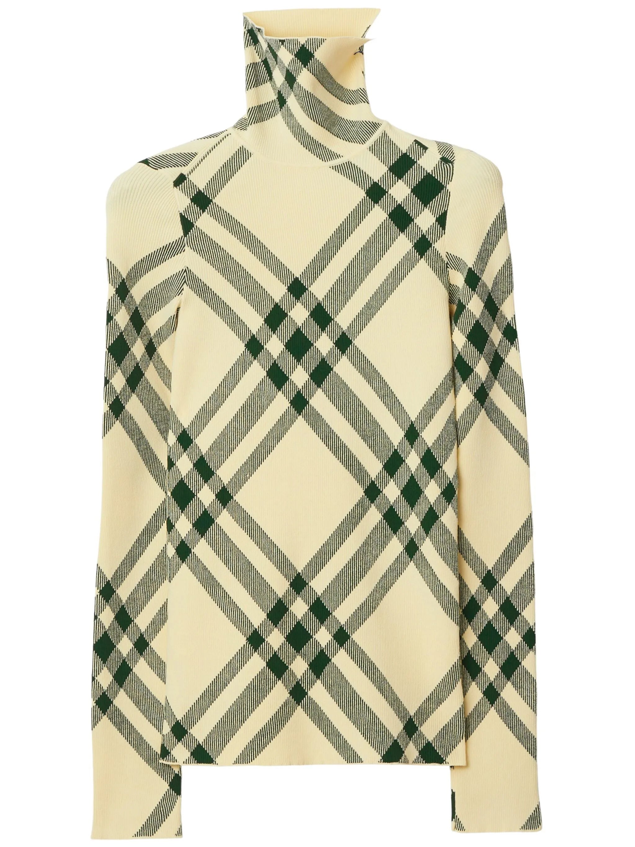 check-pattern high-neck jumper