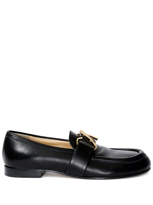 monogram-plaque leather loafers