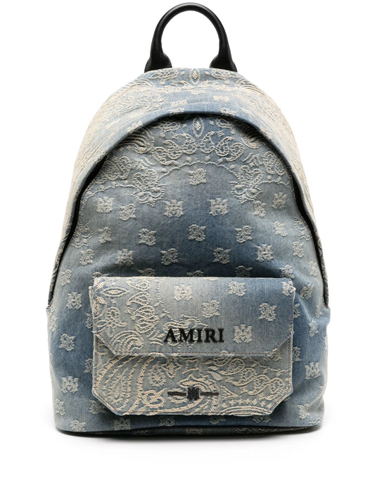 bandana-jacquard denim backpack