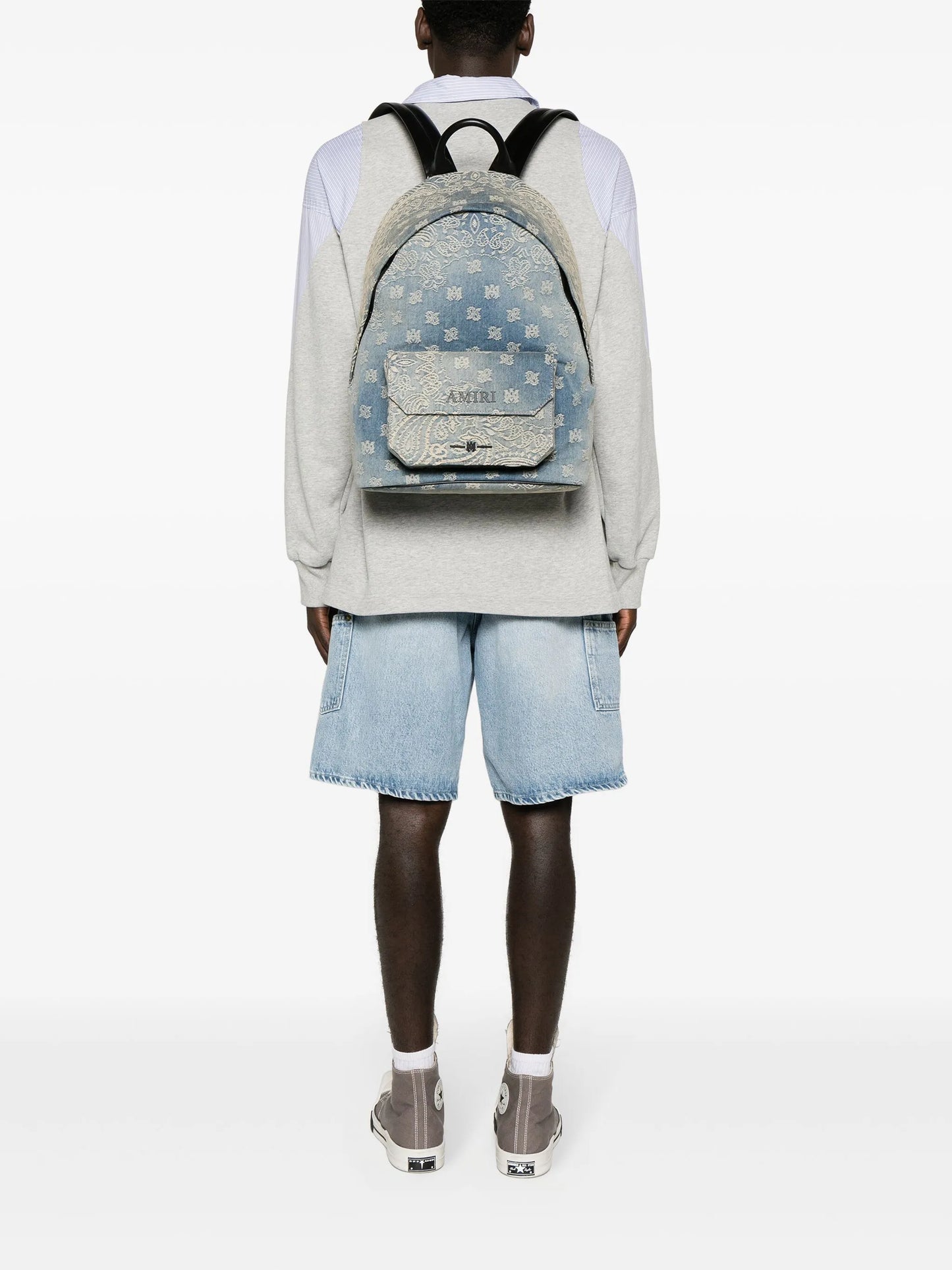 bandana-jacquard denim backpack