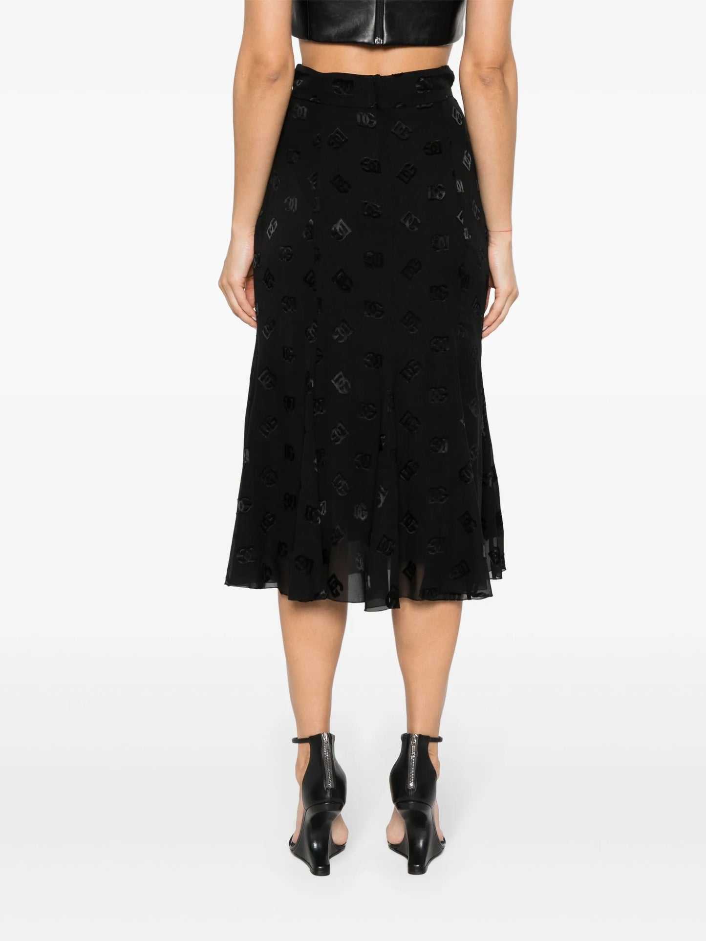 devoré godet midi skirt