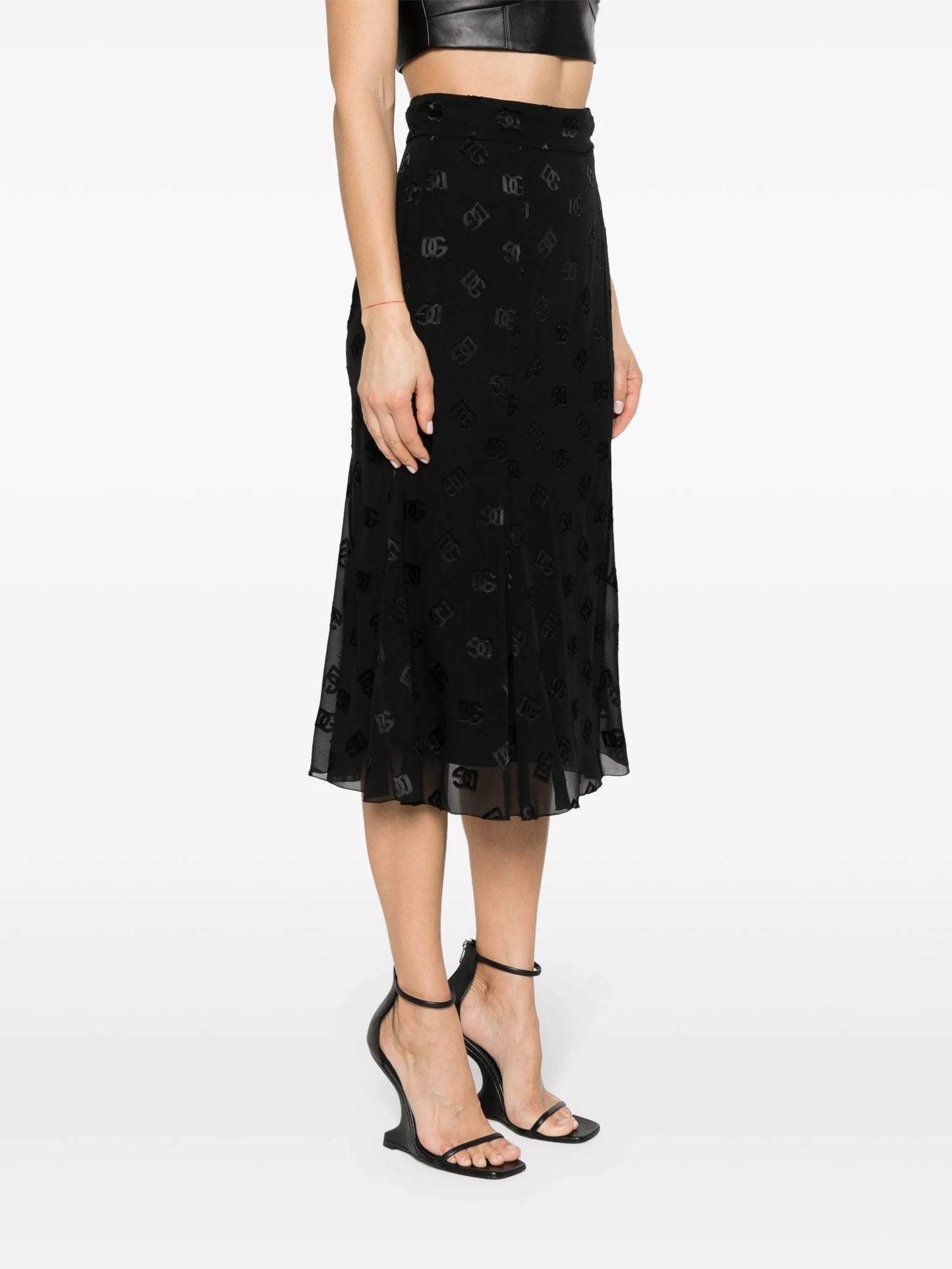devoré godet midi skirt