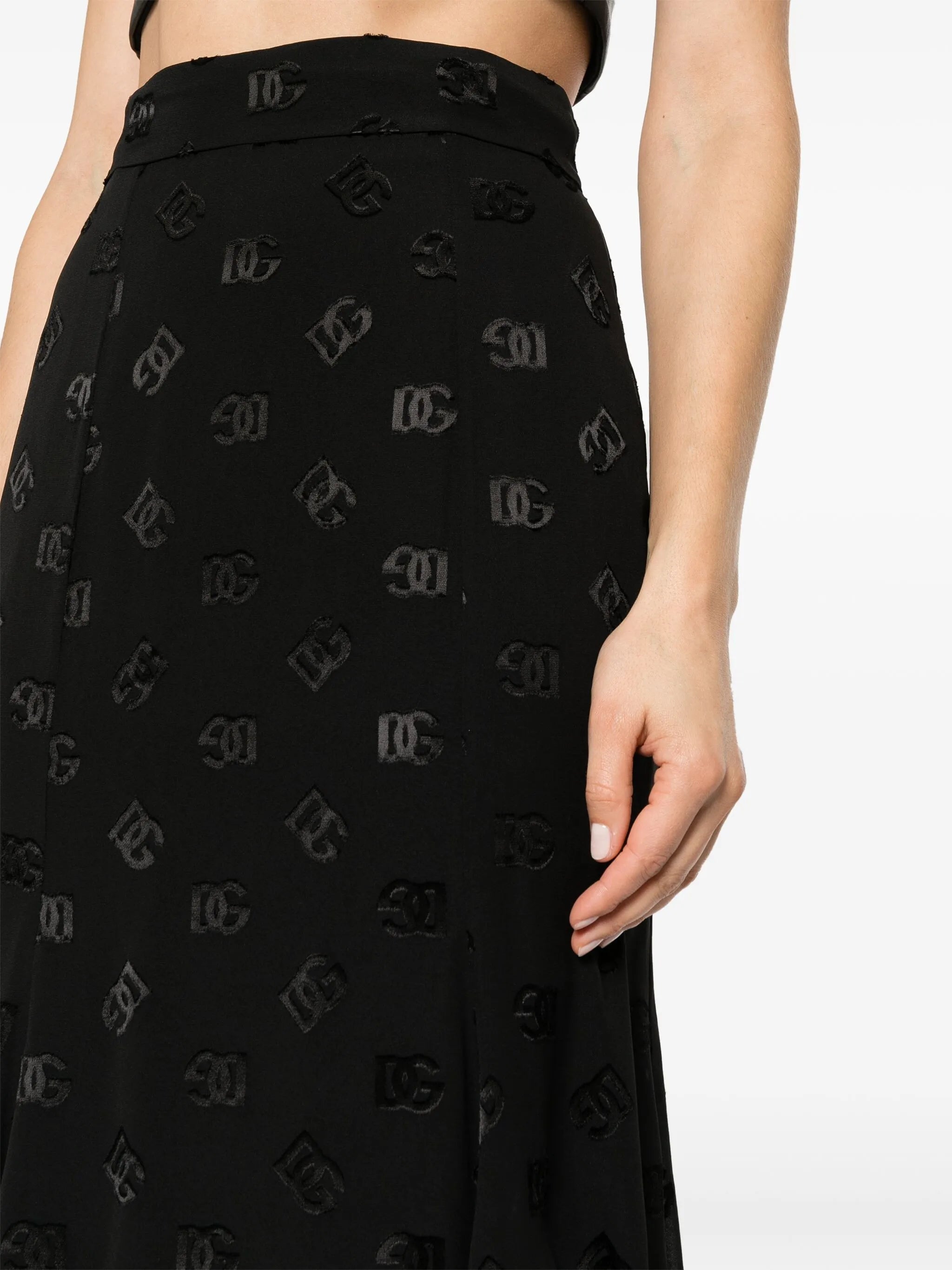devoré godet midi skirt