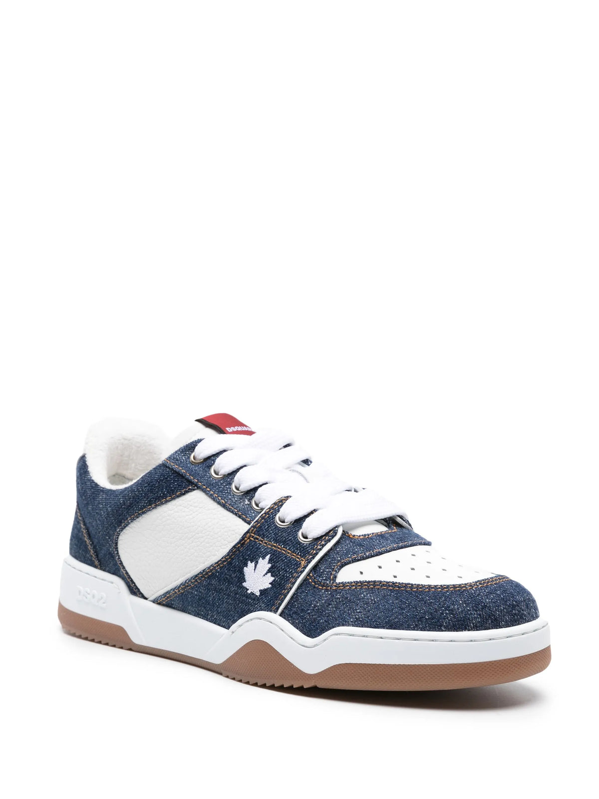 Spiker denim-panelled sneakers