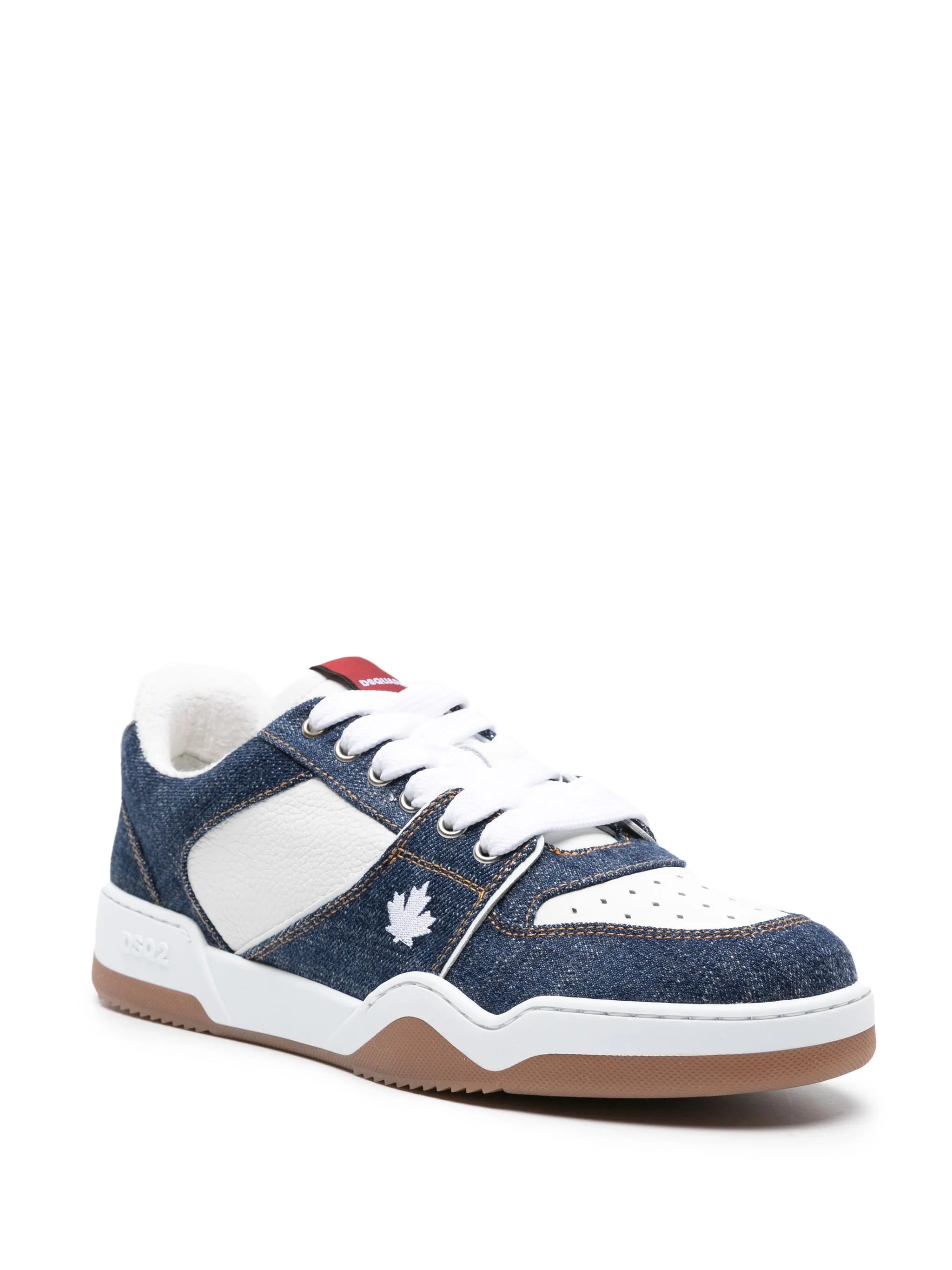 Spiker denim-panelled sneakers