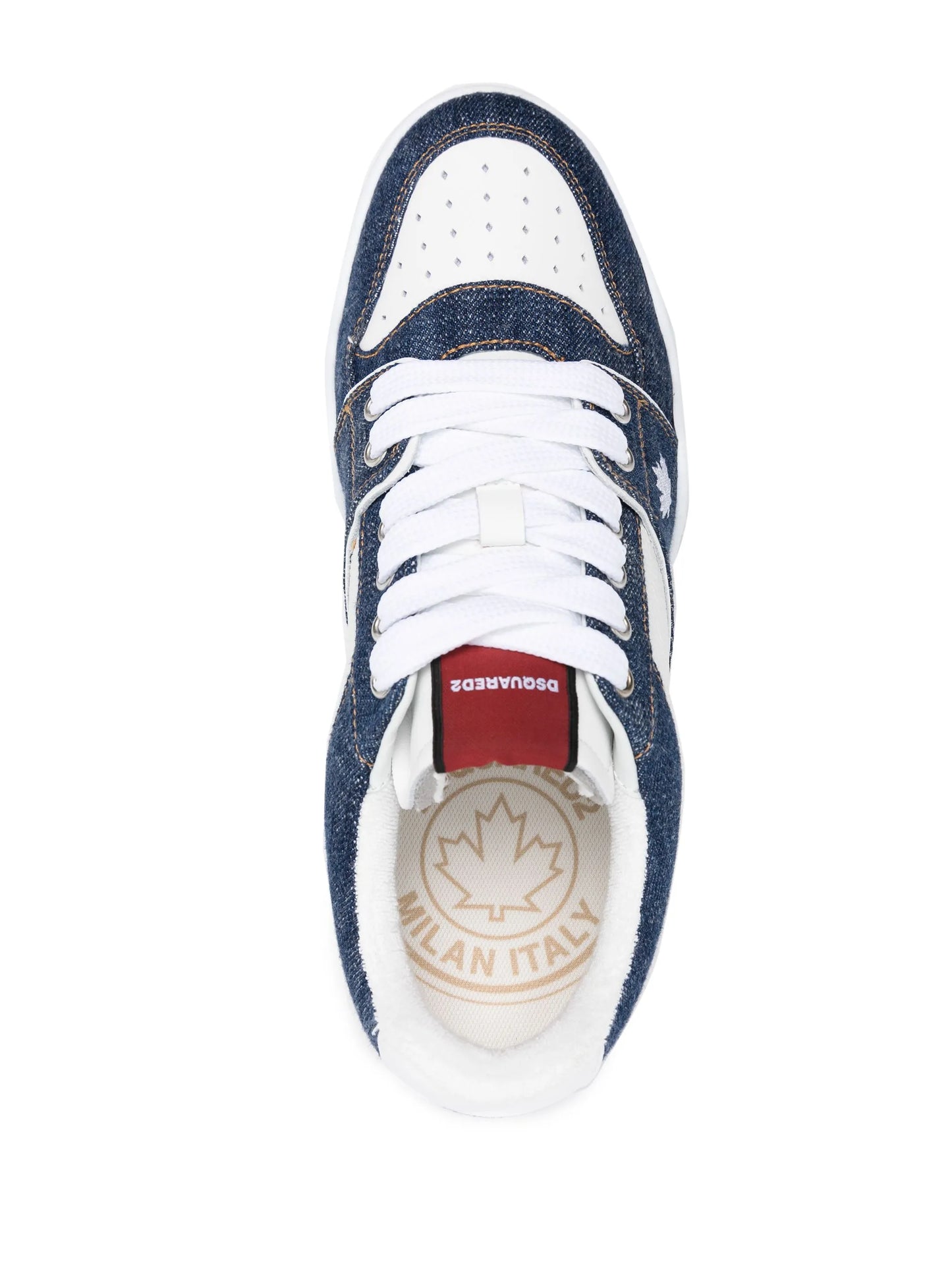 Spiker denim-panelled sneakers