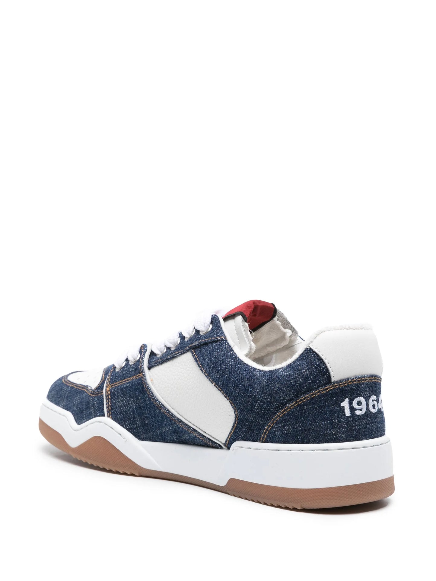 Spiker denim-panelled sneakers