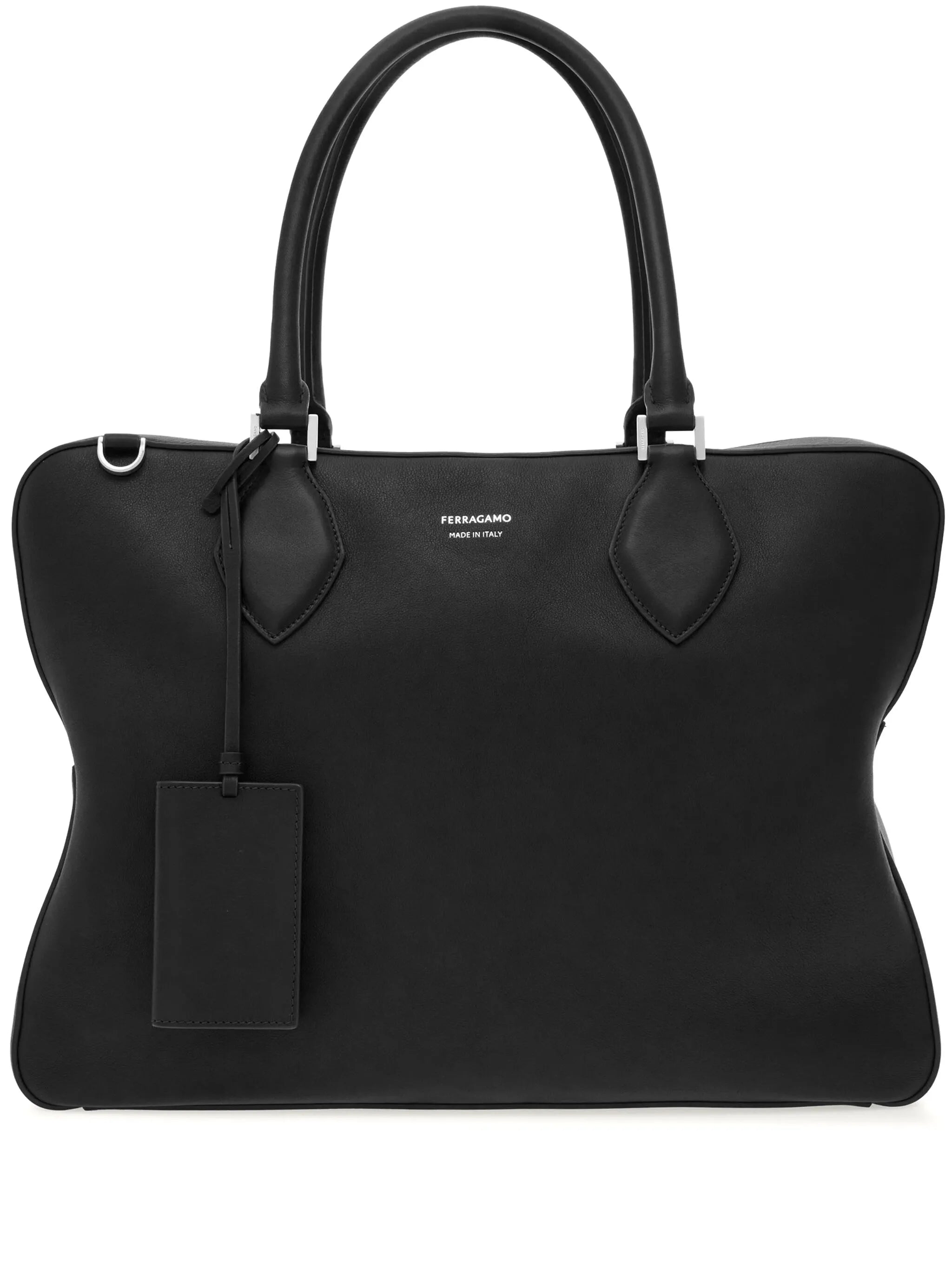 logo-print leather tote bag