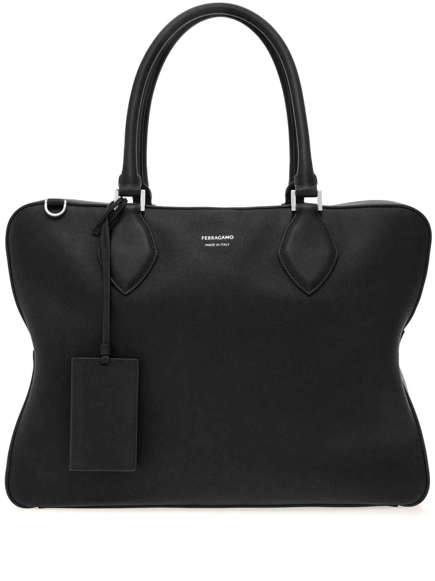 logo-print leather tote bag