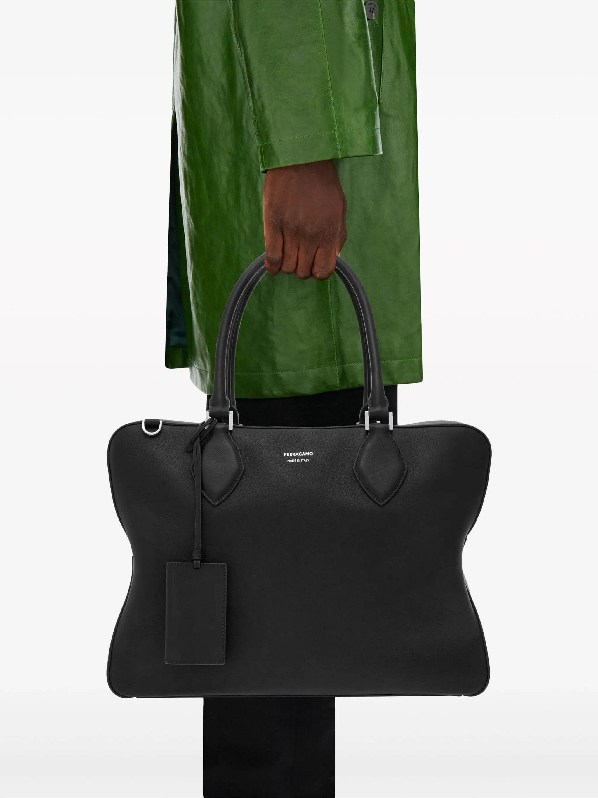 logo-print leather tote bag