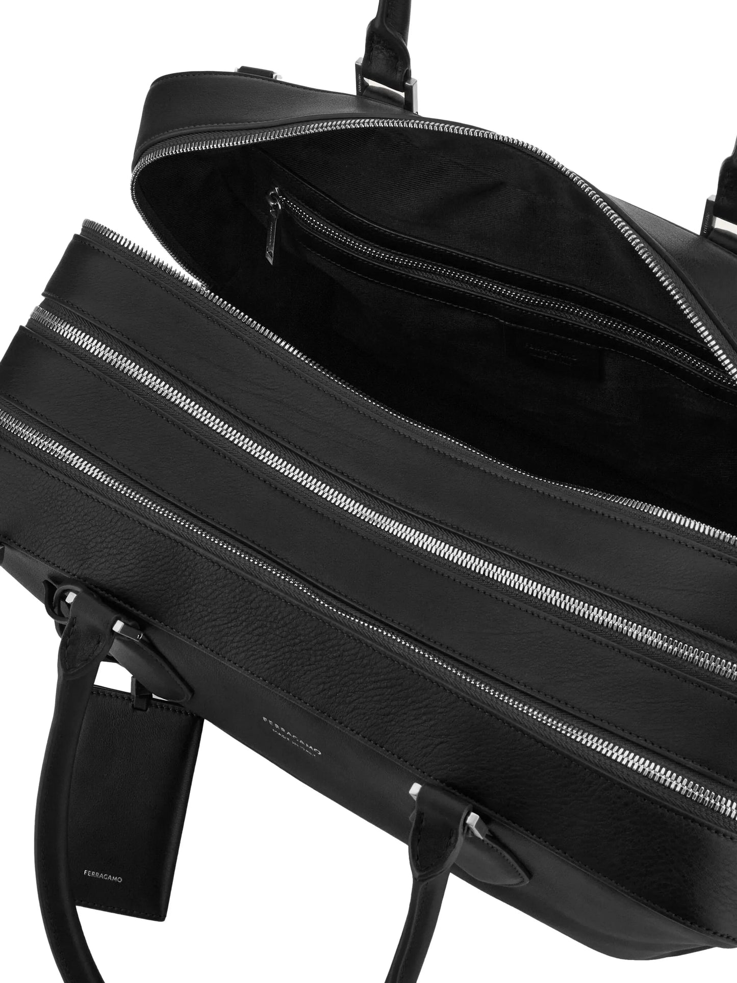 logo-print leather tote bag