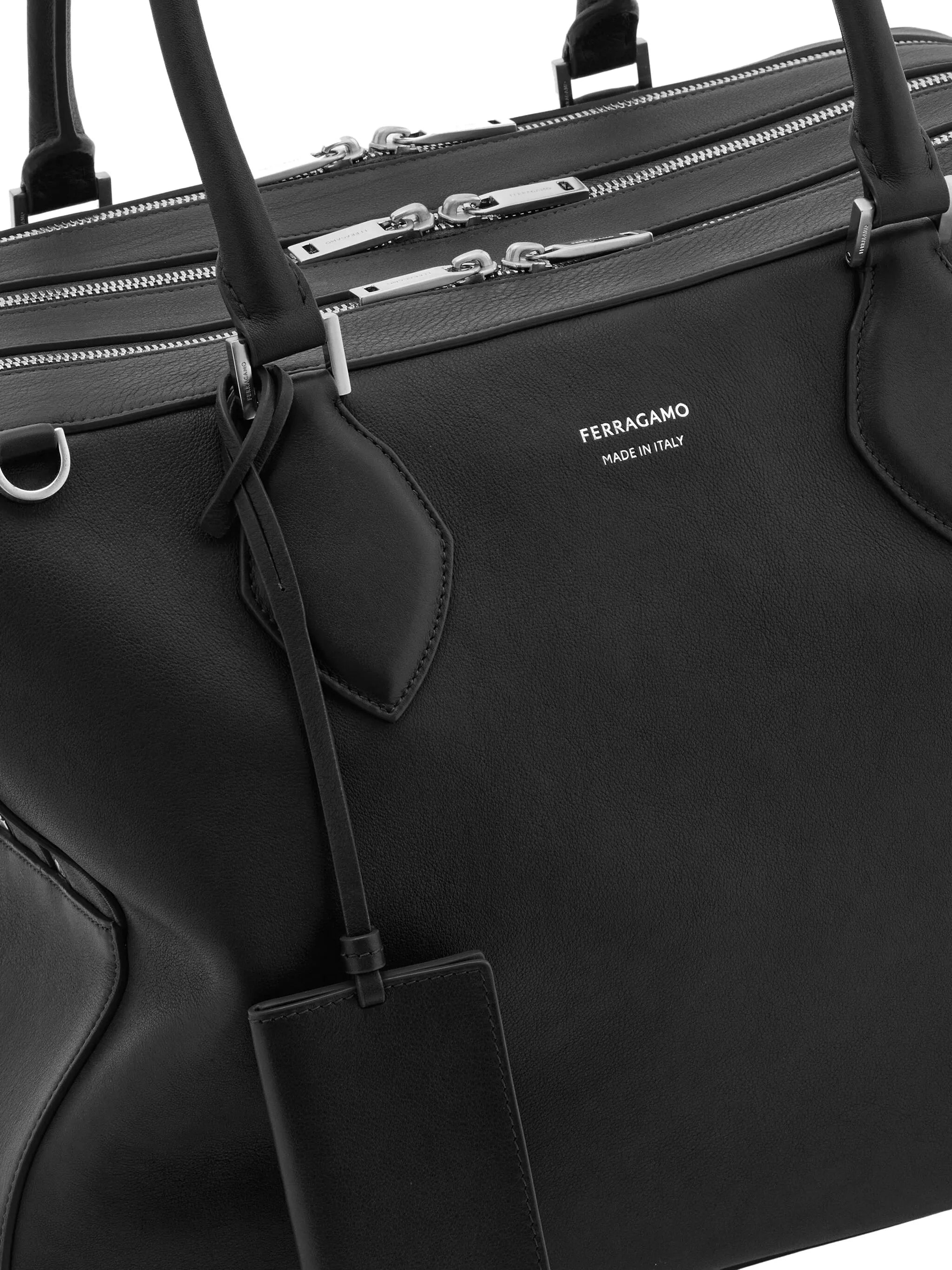logo-print leather tote bag