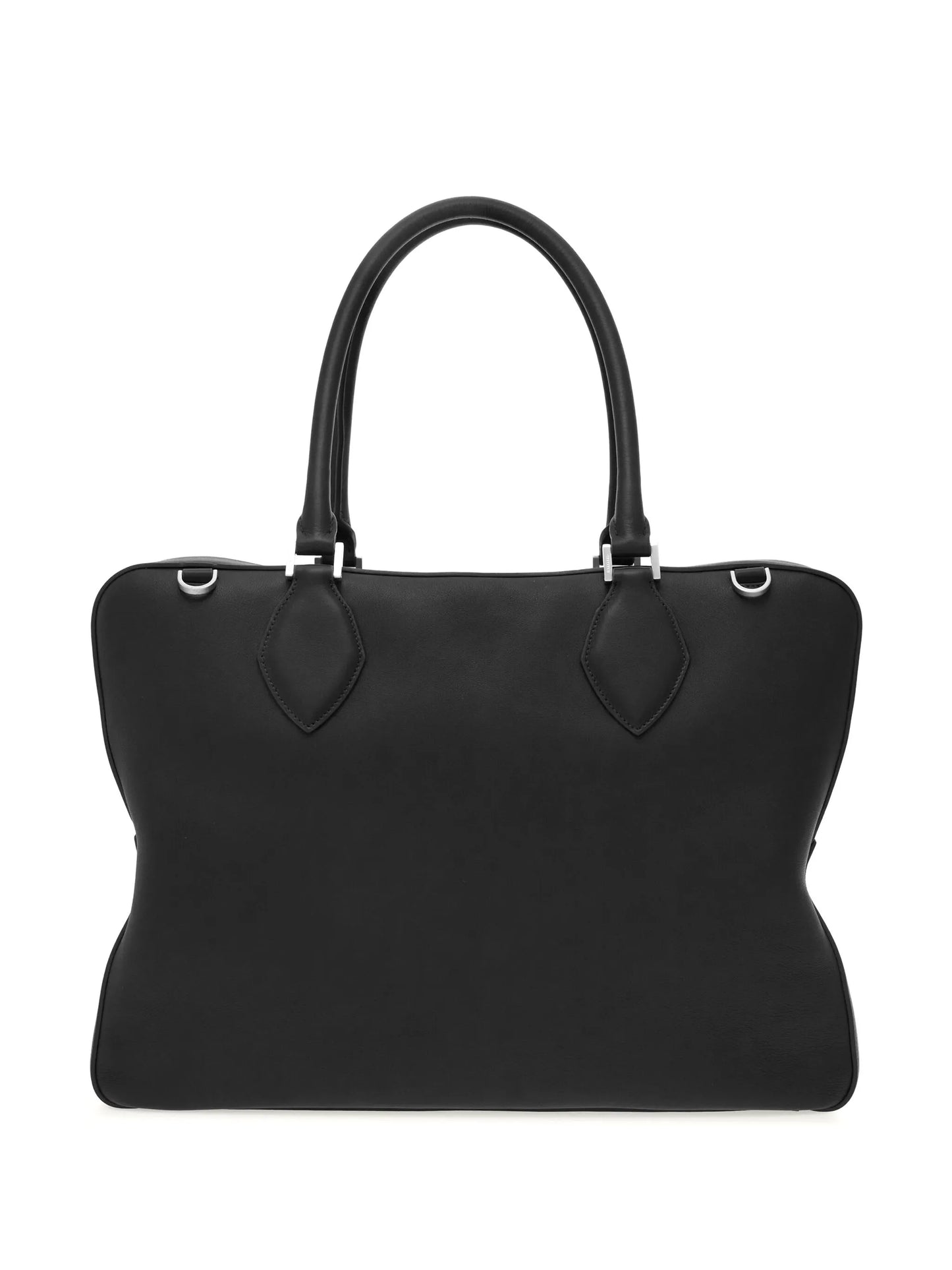 logo-print leather tote bag