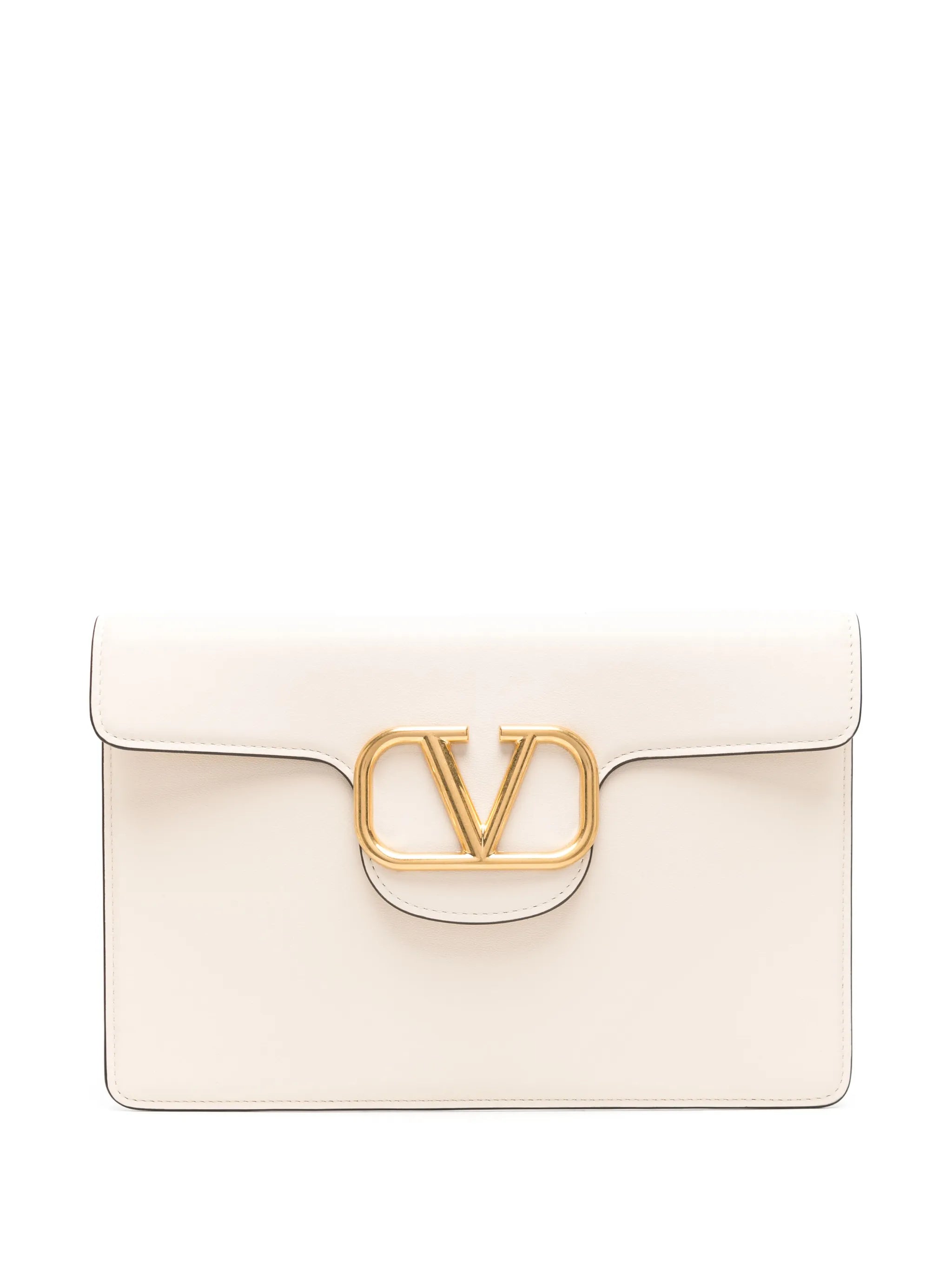 VLogo leather clutch bag