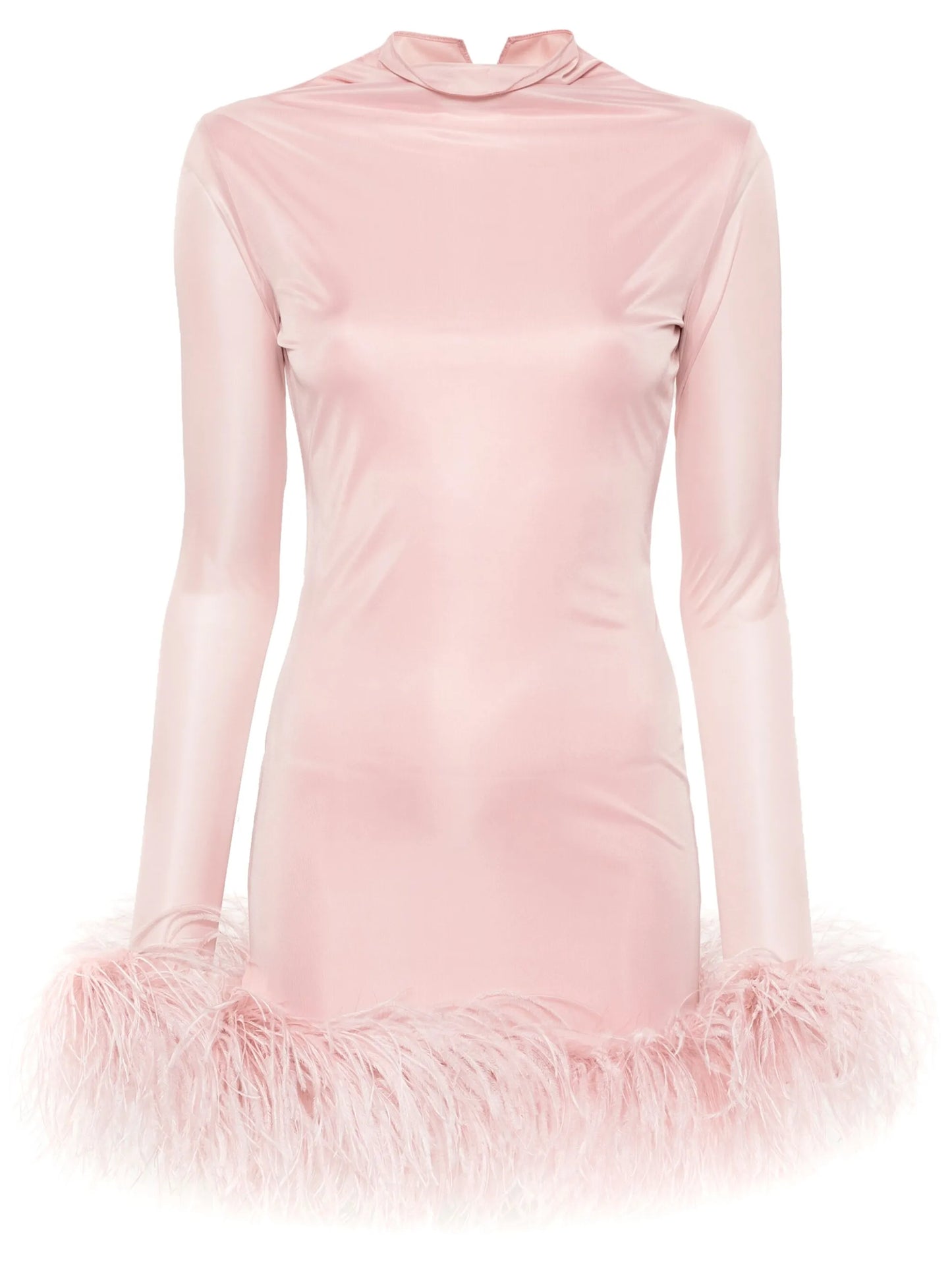 Luna feather-trim draped minidress