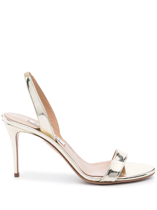 So Nude metallic-effect slingback sandals