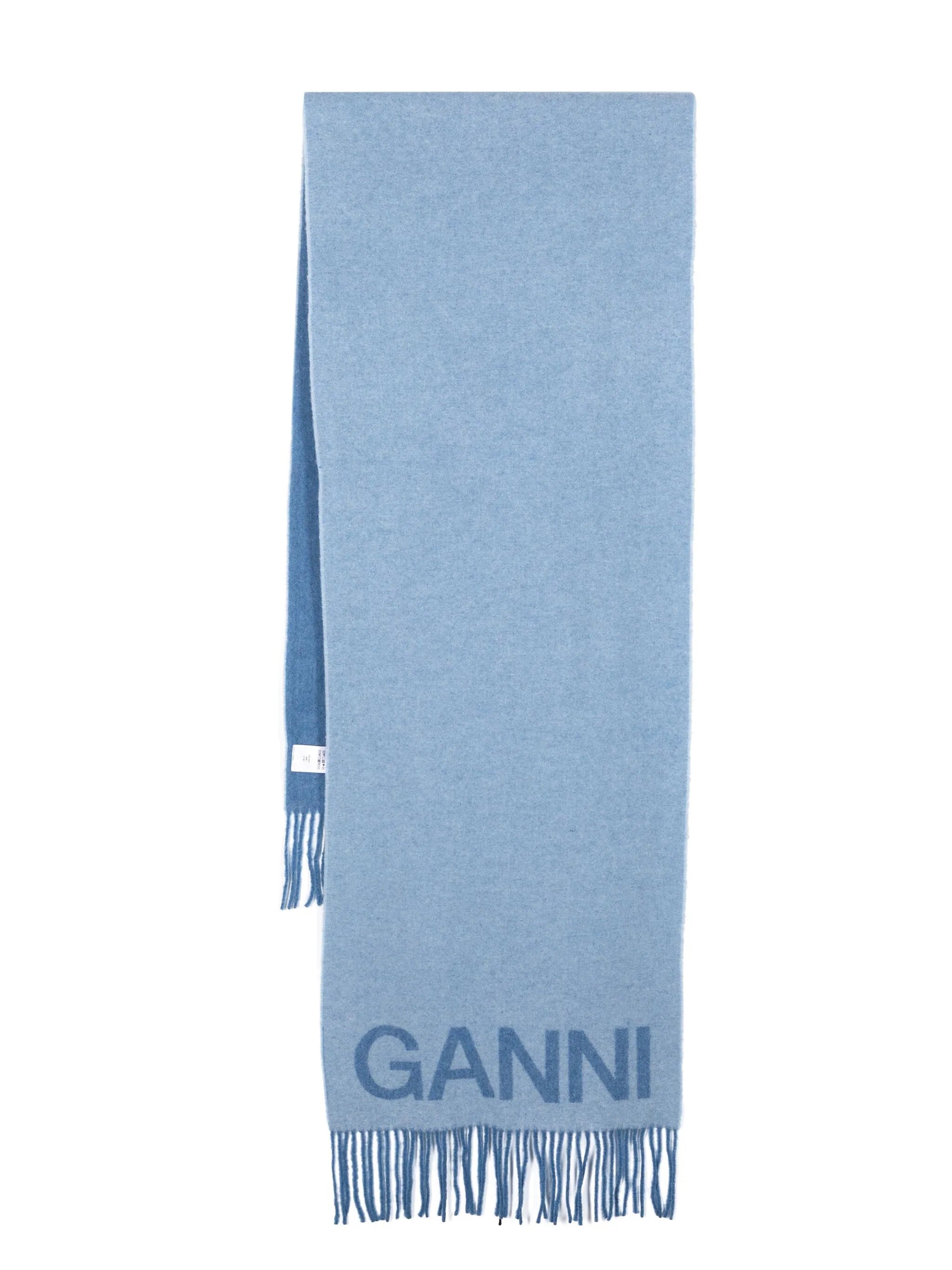fringed recycled wool-blend scarf