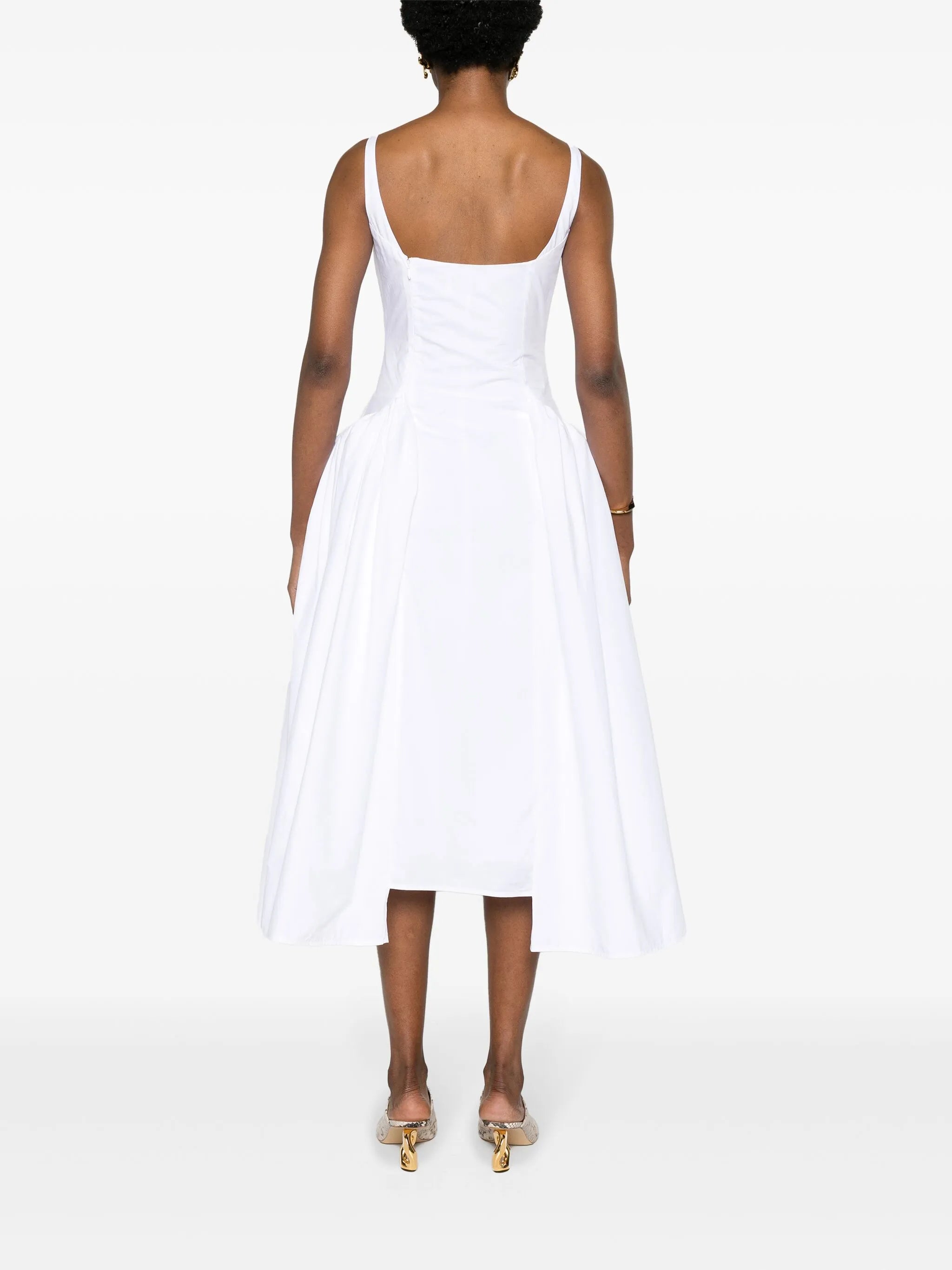 Vezile draped-panels poplin dress